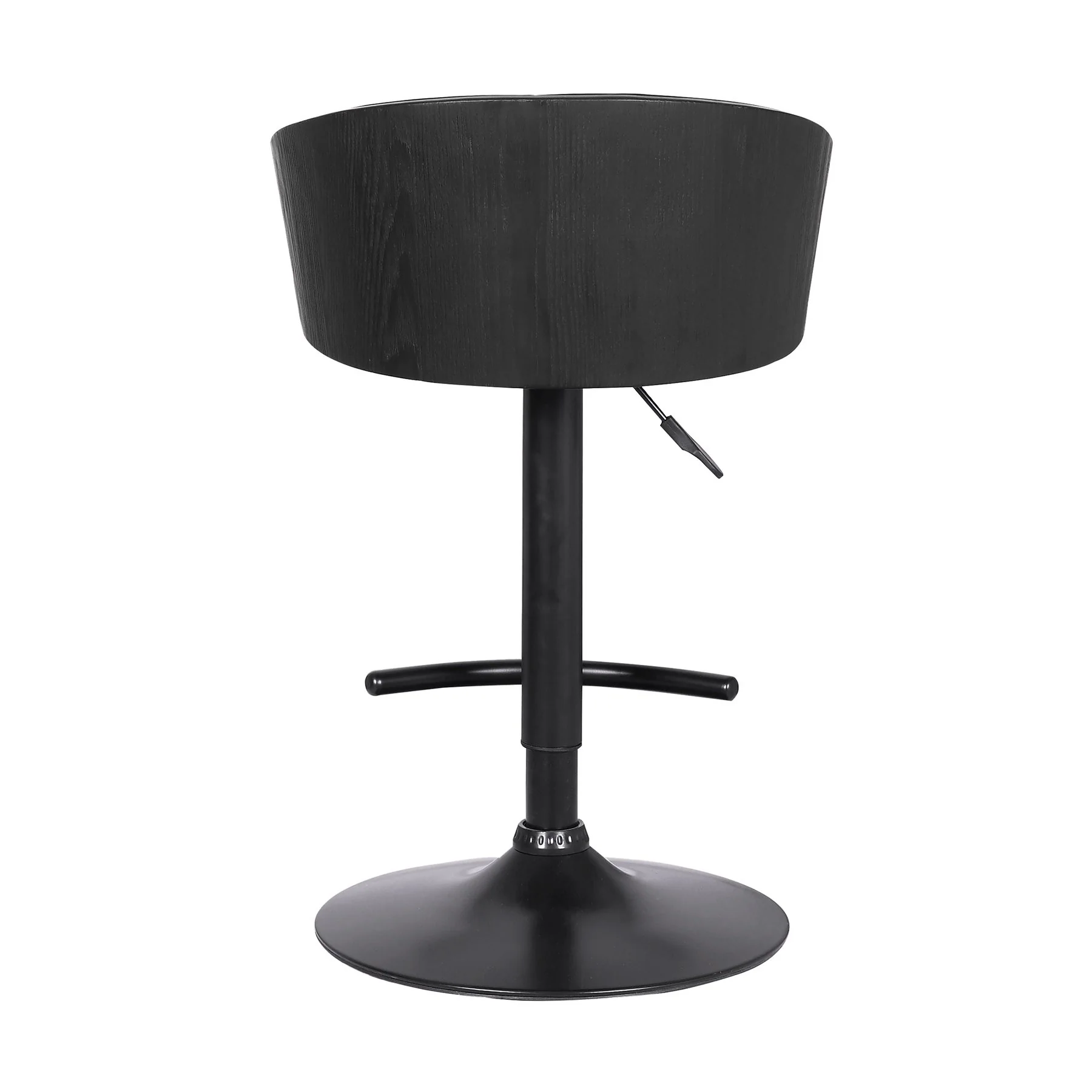 Solstice Adjustable Black Faux Leather Swivel Barstool With Black Powder Coated Finish and Gold Accents - Image 5