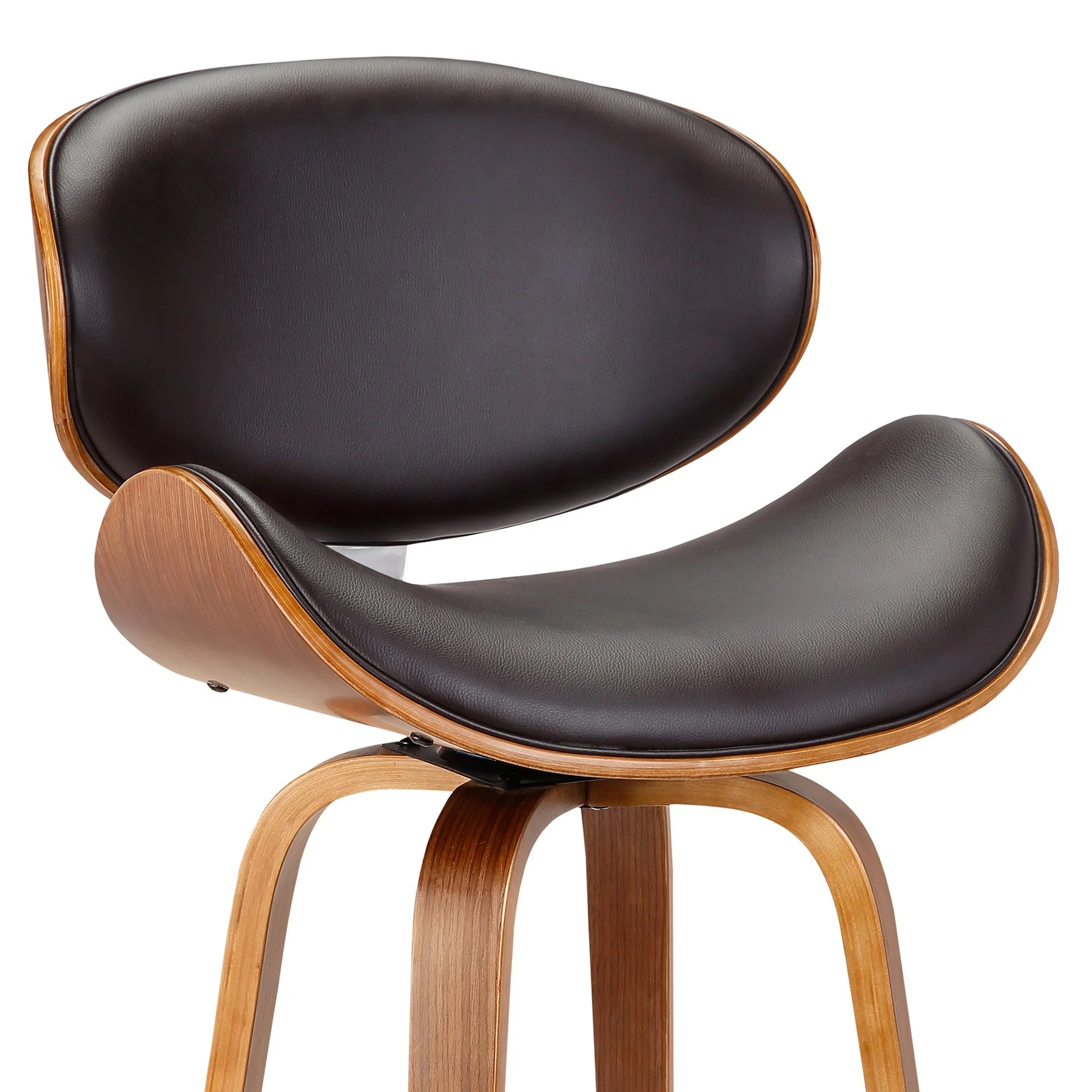 Solvang 26" Swivel Brown Faux Leather and Walnut Wood Counter Stool - Image 4