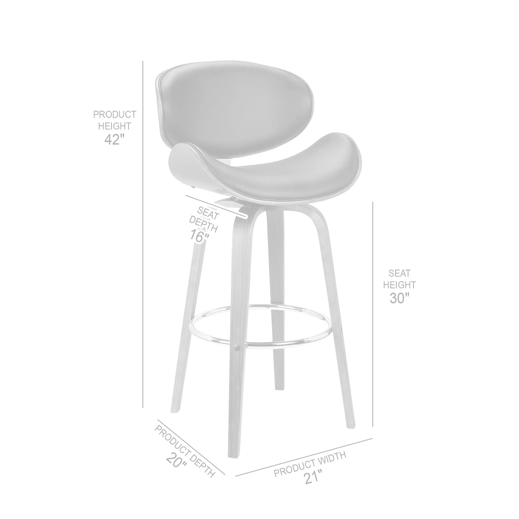 Solvang 30" Swivel Brown Faux Leather and Walnut Wood Bar Stool - Image 7