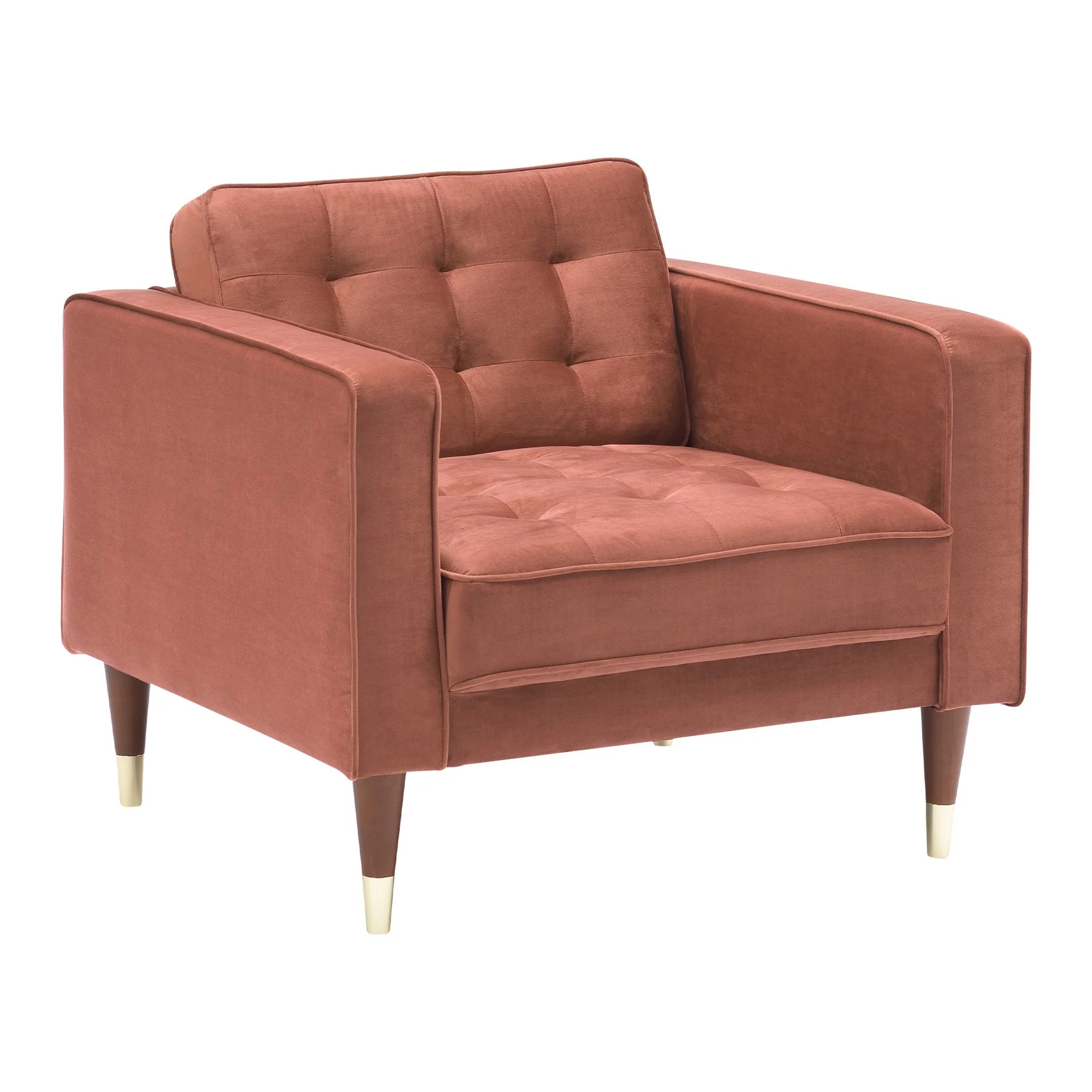 Somerset Blush Velvet Mid Century Modern Sofa Seating Set - Image 2