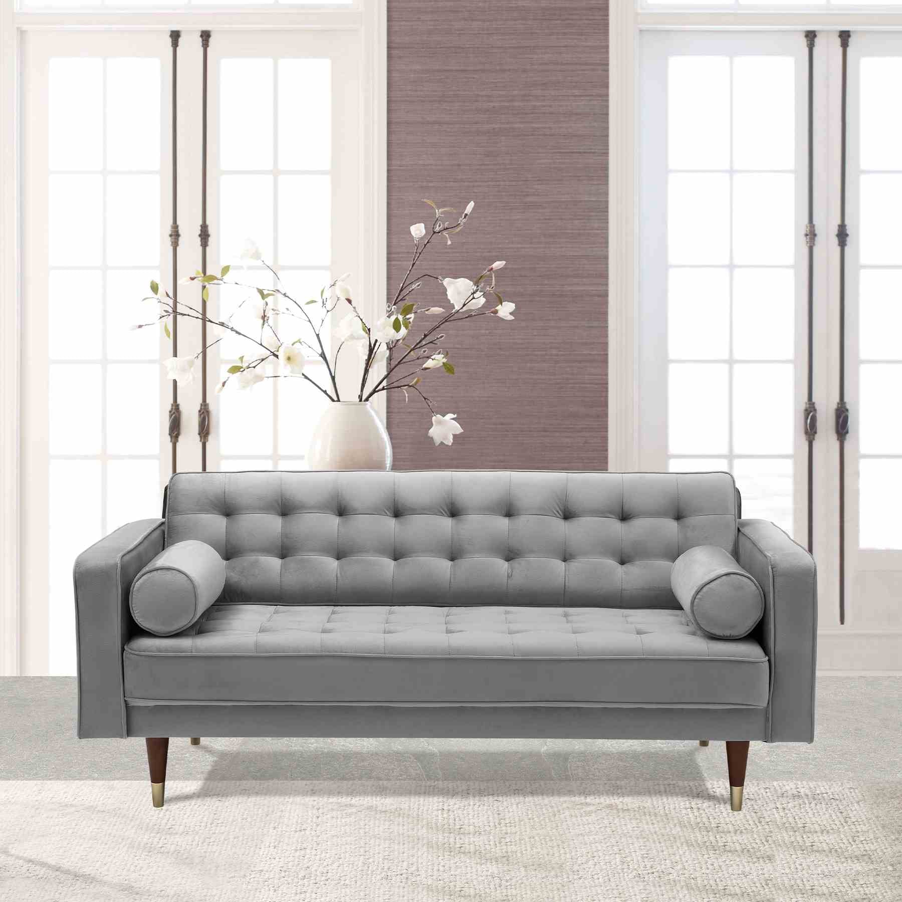 Somerset Gray Velvet Mid Century Modern Loveseat - Image 5