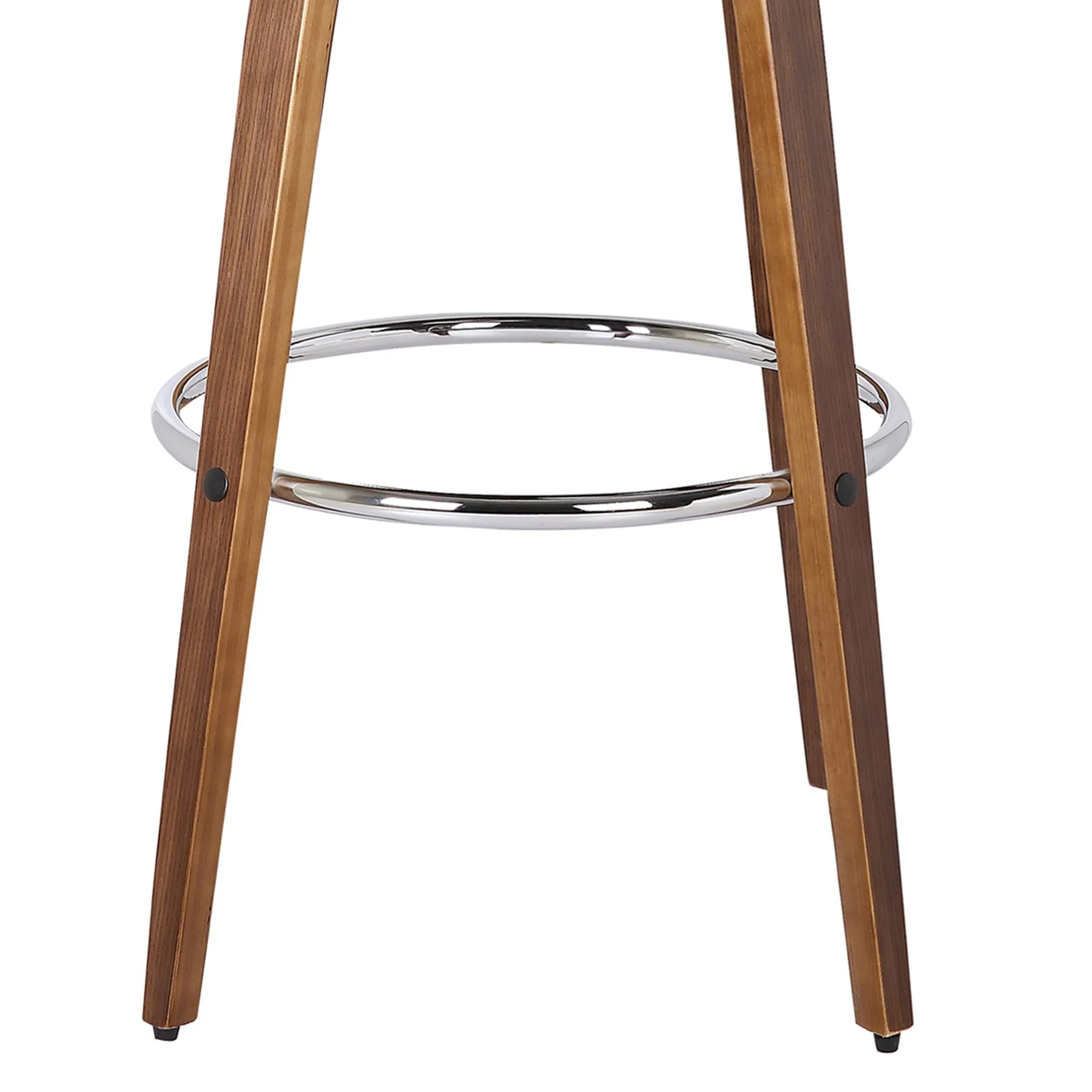 Sonia 26" Counter Height Swivel Brown Faux Leather and Walnut Wood Bar Stool - Image 6