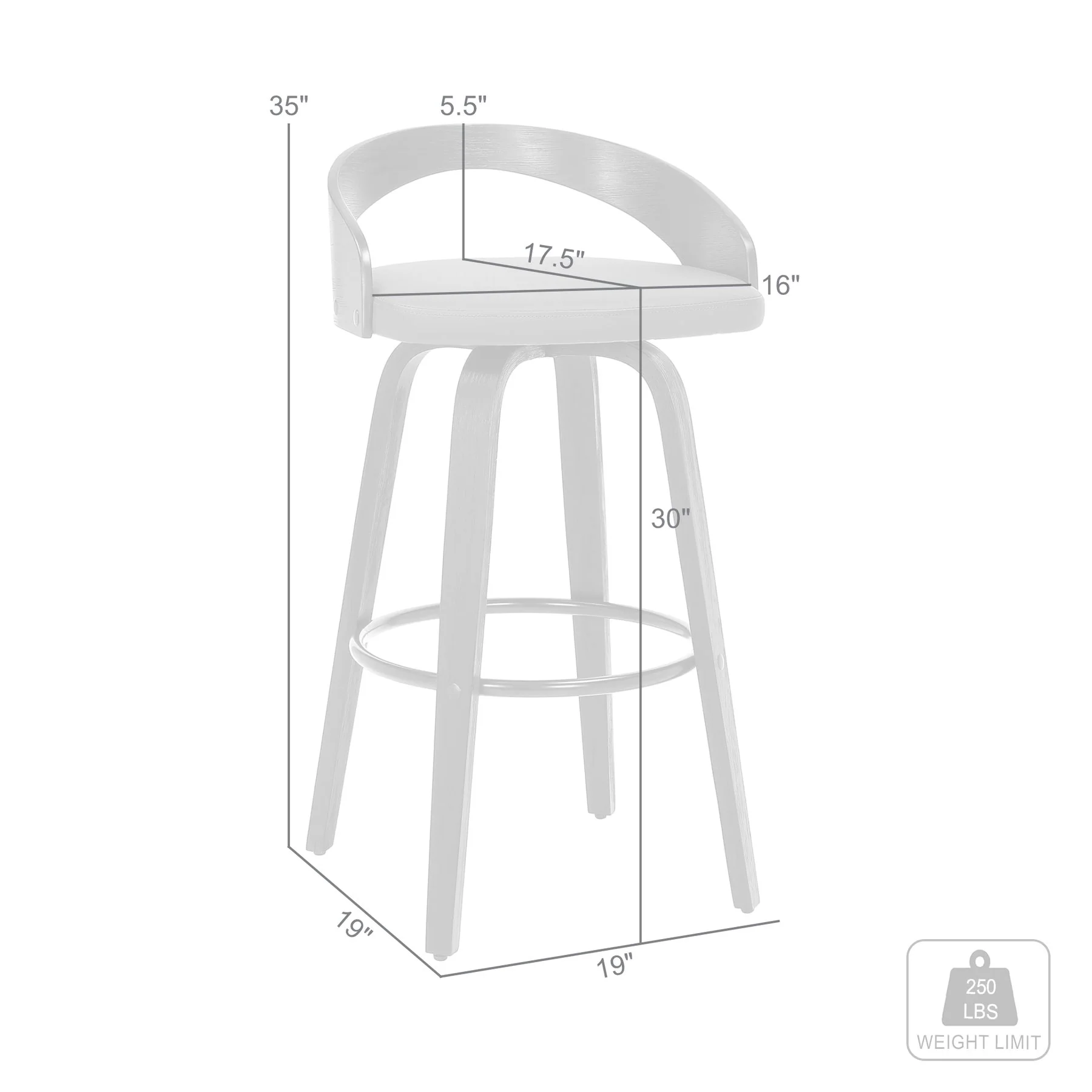 Sonia 30" Bar Height Swivel Cream Faux Leather and Walnut Wood Bar Stool - Image 8