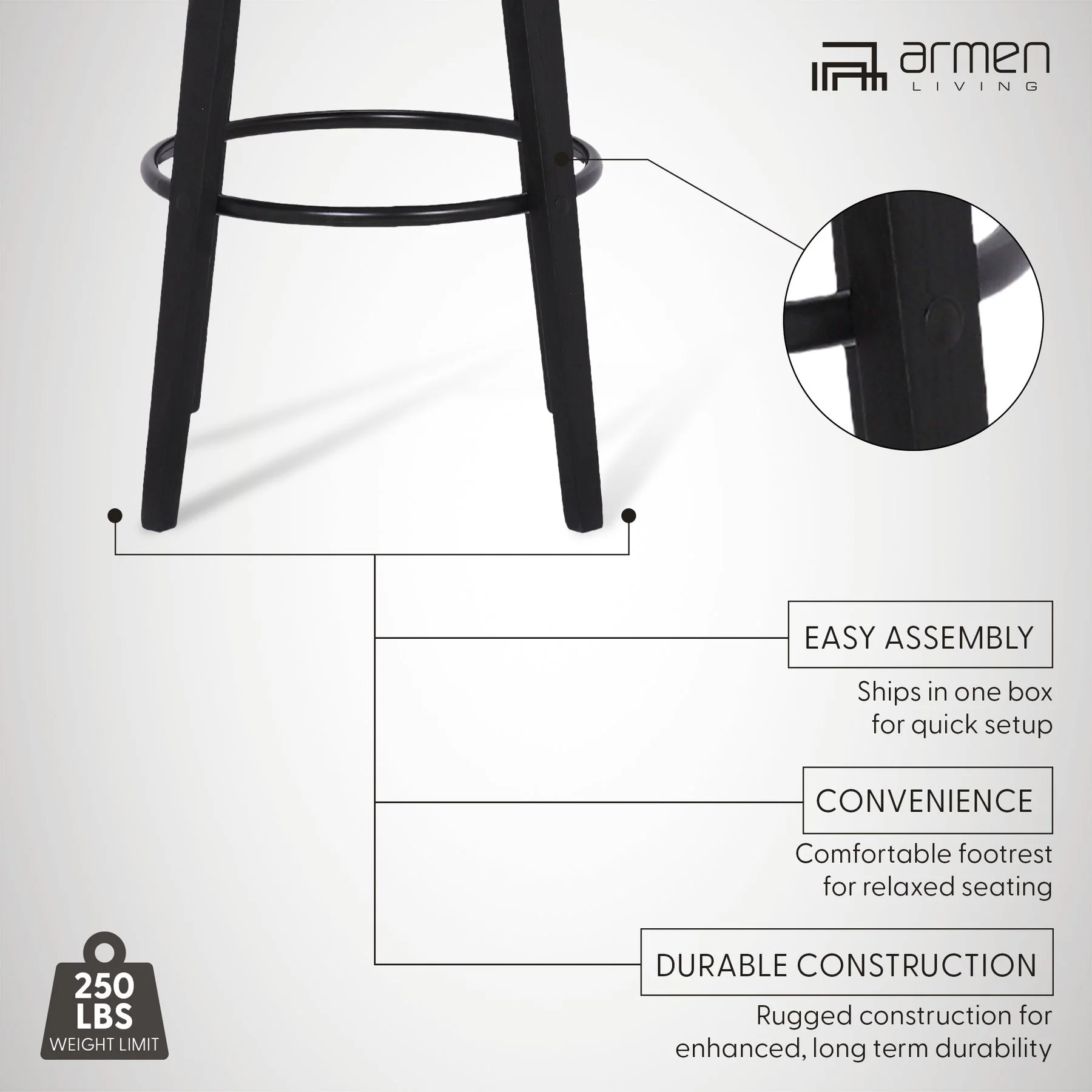 Sonia 30" Bar Height Swivel Gray Faux Leather and Black Wood Bar Stool - Image 11