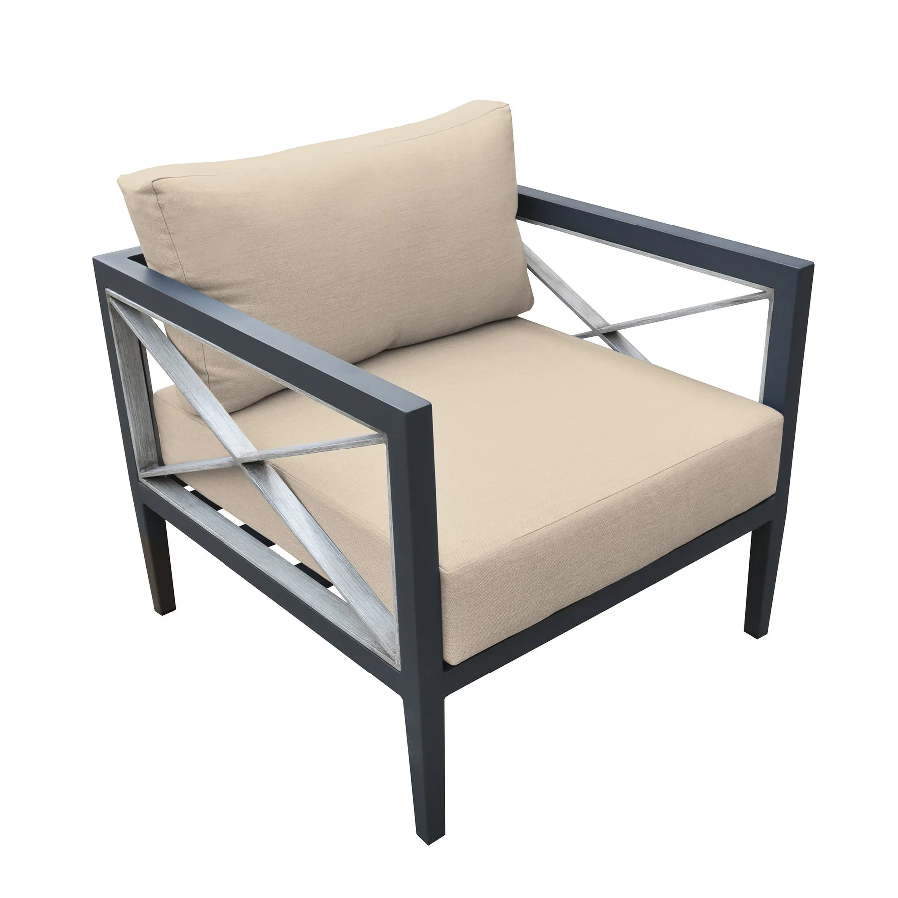Sonoma Outdoor 4 piece Set in Dark Gray Finish and Taupe Cushions - Image 4