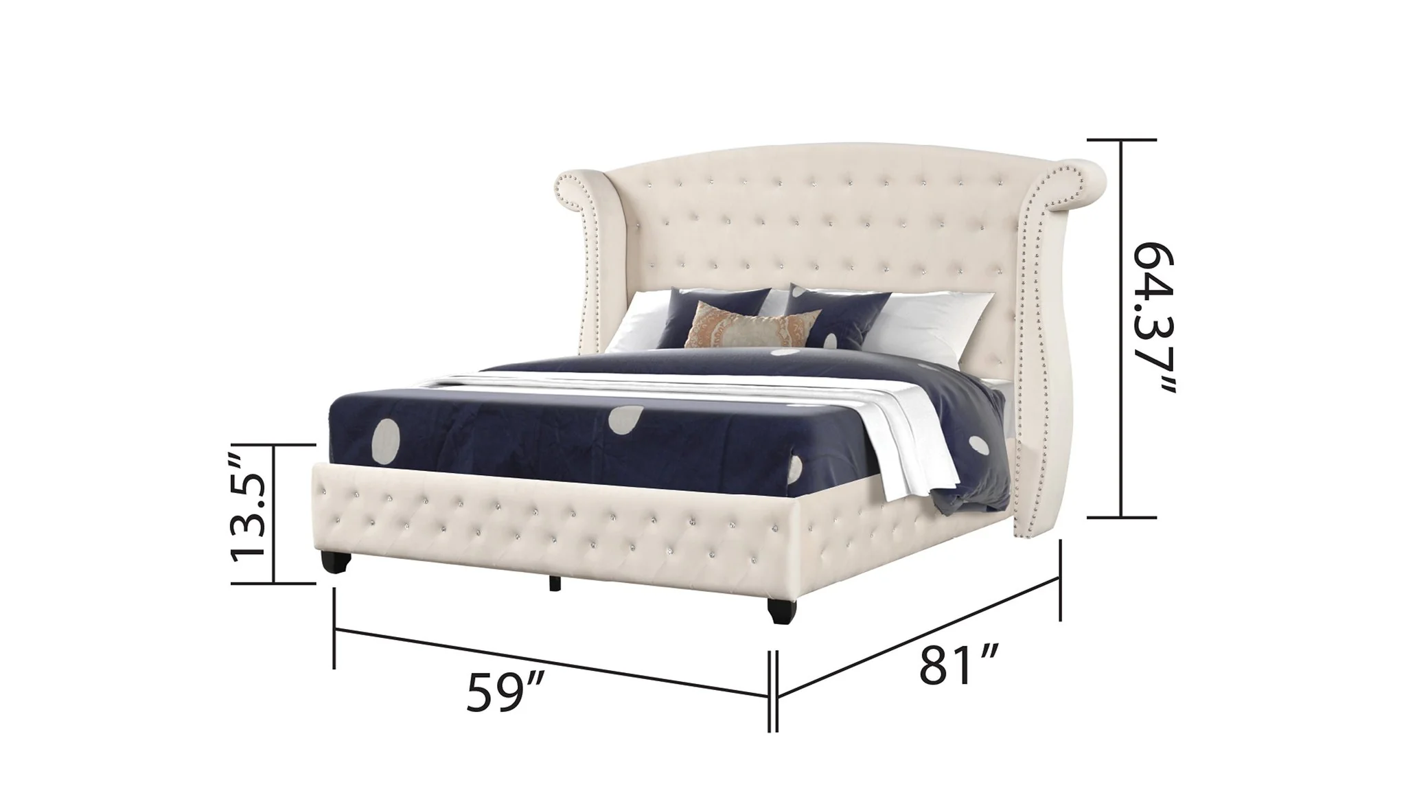Sophia Full Bed 5 Cream - Image 5