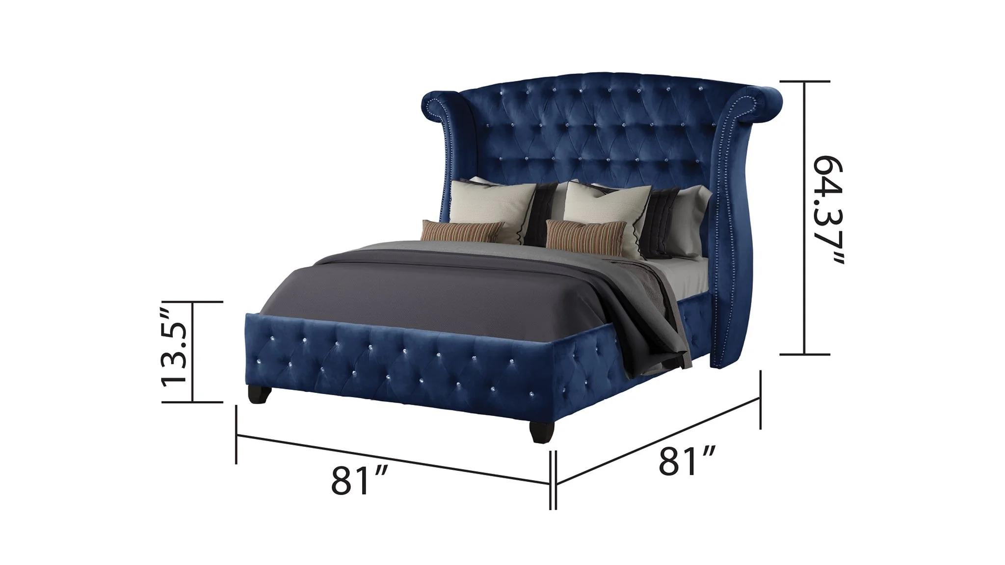 Sophia King Bed  Blue - Image 5