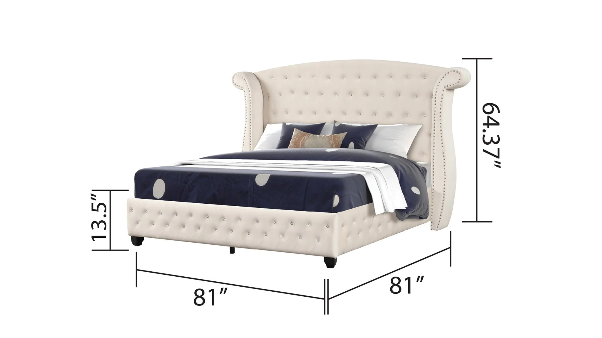 Sophia King Bed  Cream - Image 4