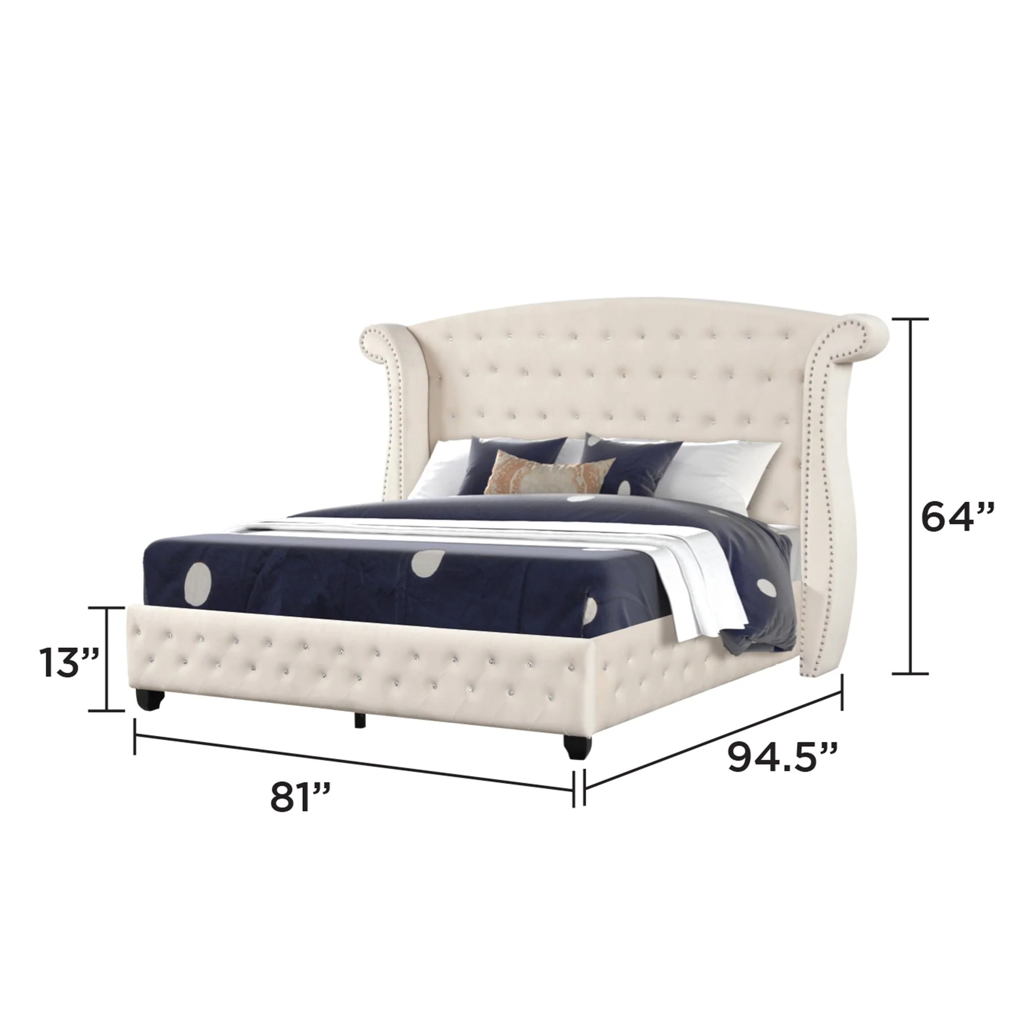 Sophia King Bed  Cream - Image 5