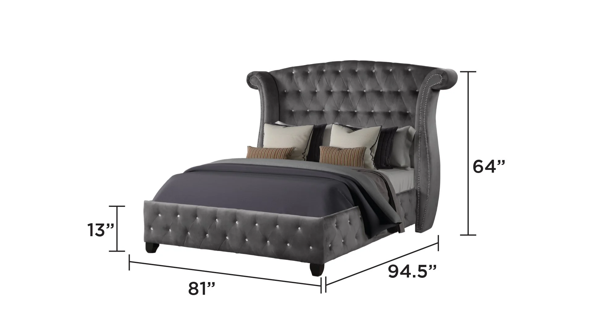 Sophia King Bed  Grey - Image 4