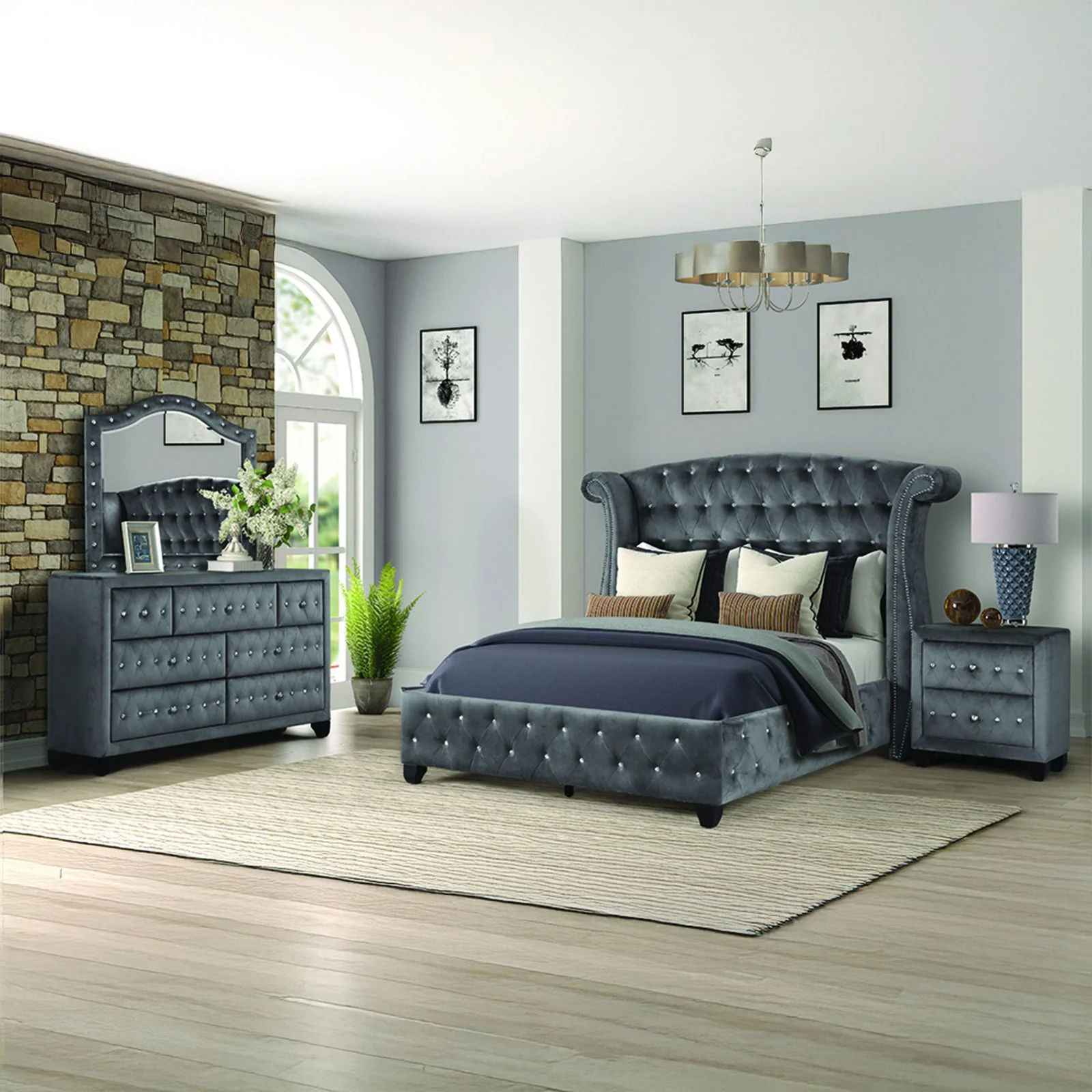 Sophia Queen Bed 4 Grey - Image 17