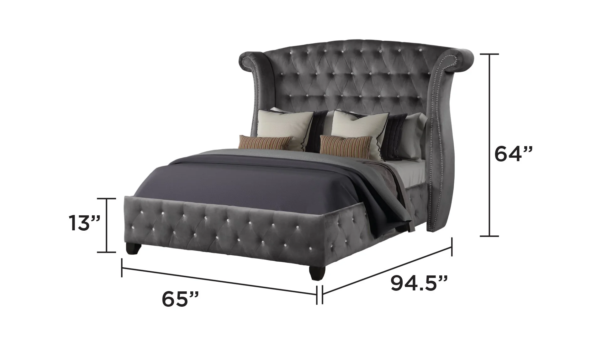 Sophia Queen Bed 4 Grey - Image 5