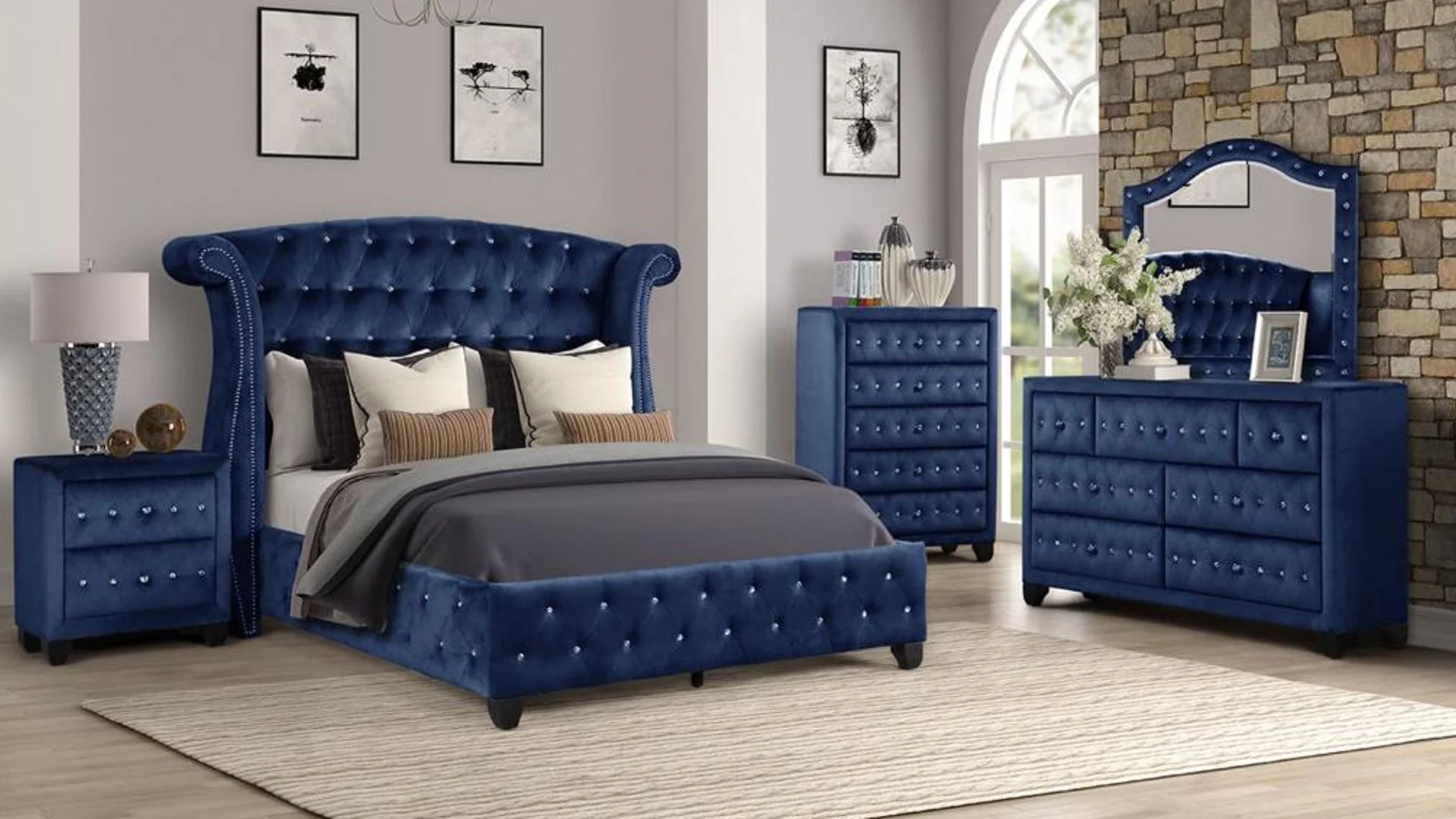 Sophia Queen Bed 5 Blue - Image 20