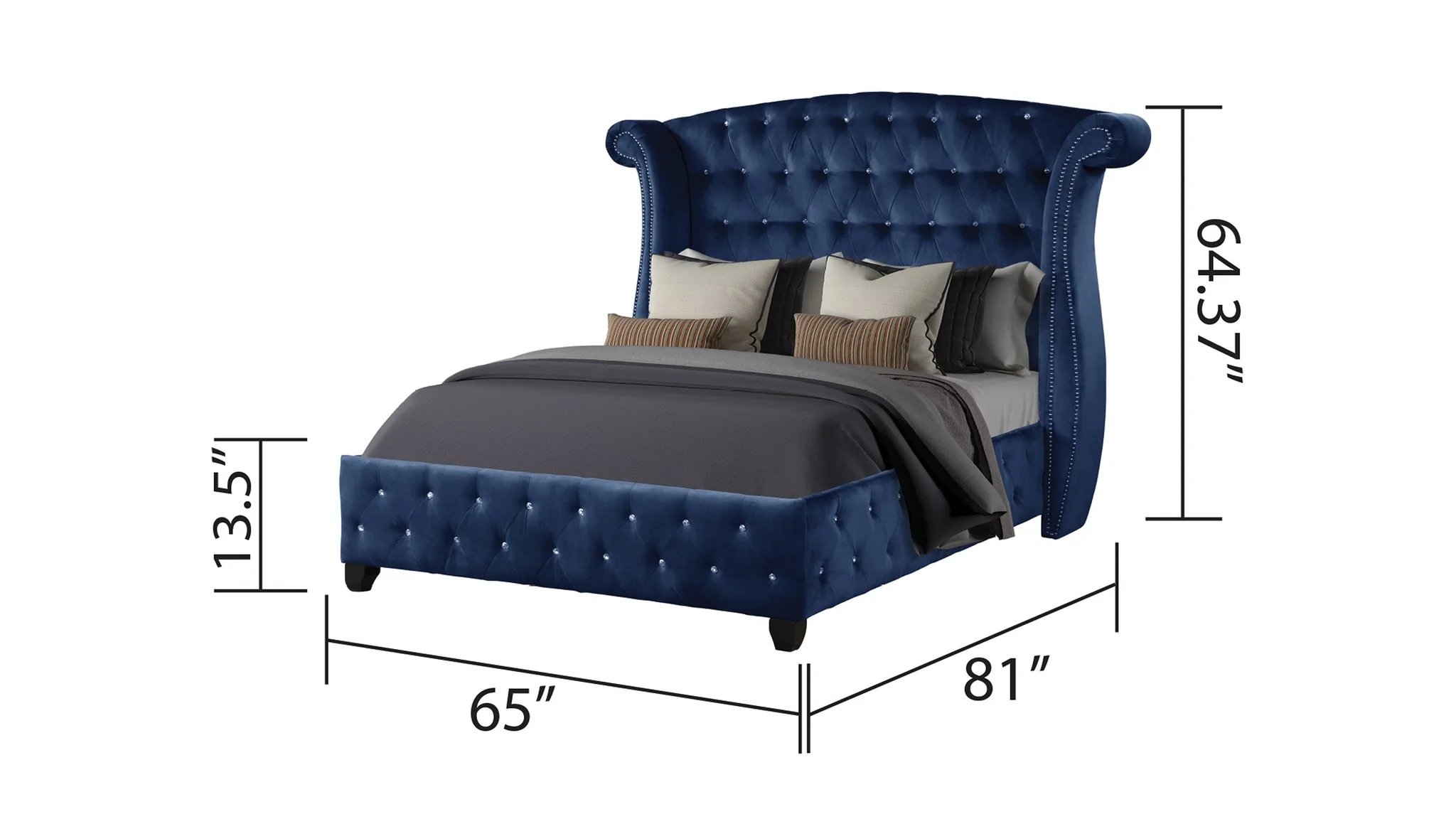 Sophia Queen Bed  Blue - Image 5