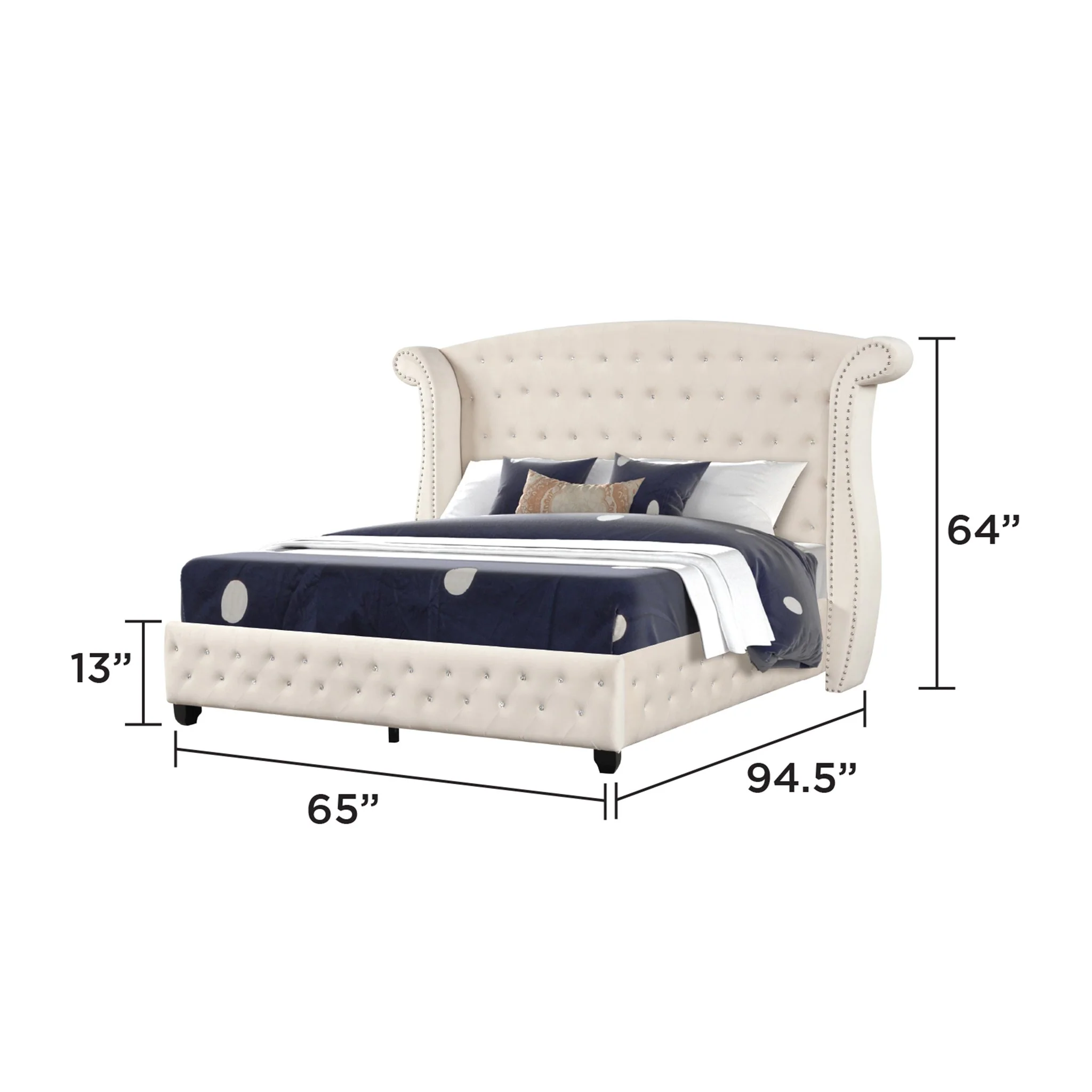 Sophia Queen Bed  Cream - Image 5
