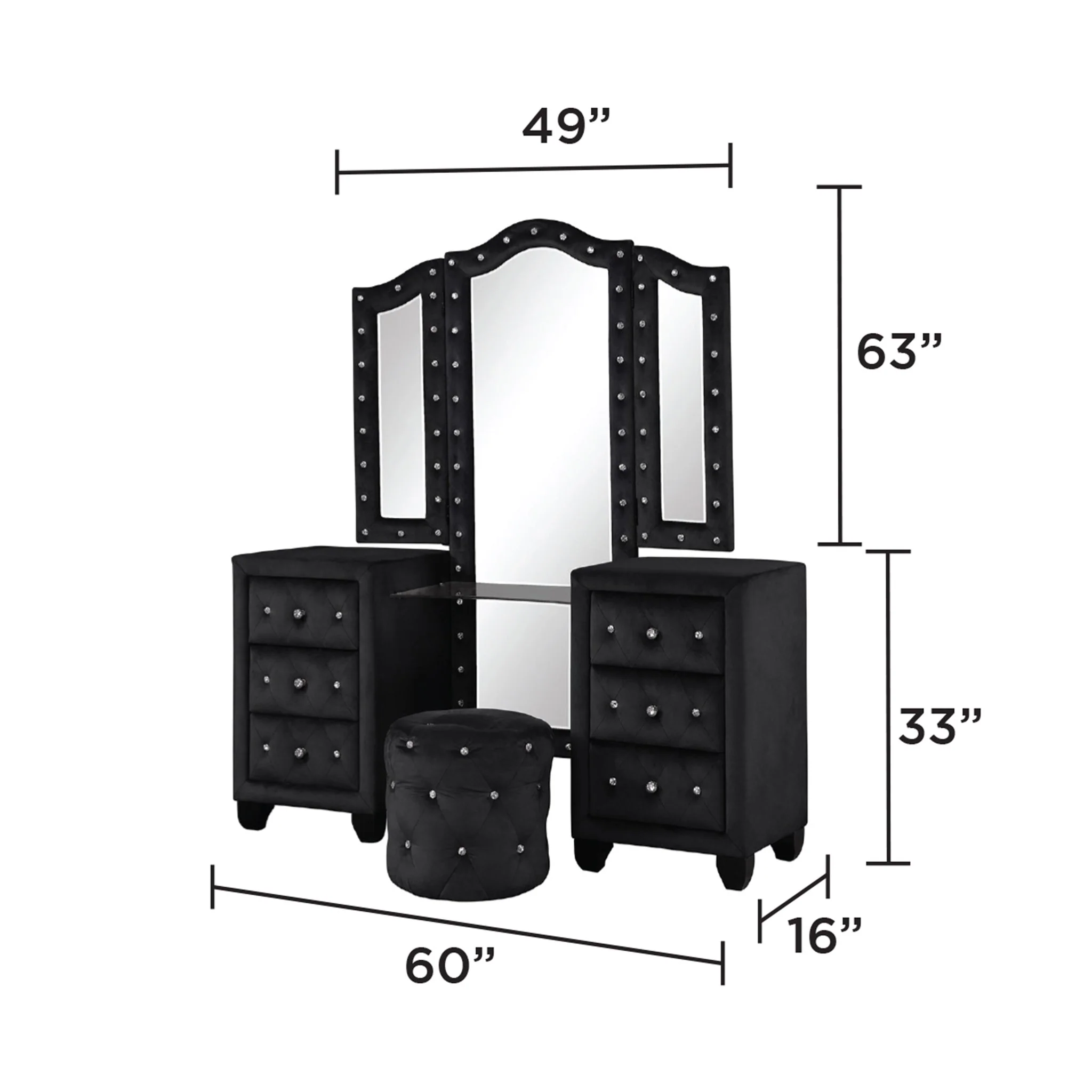 Sophia Vanity set Black - Image 6