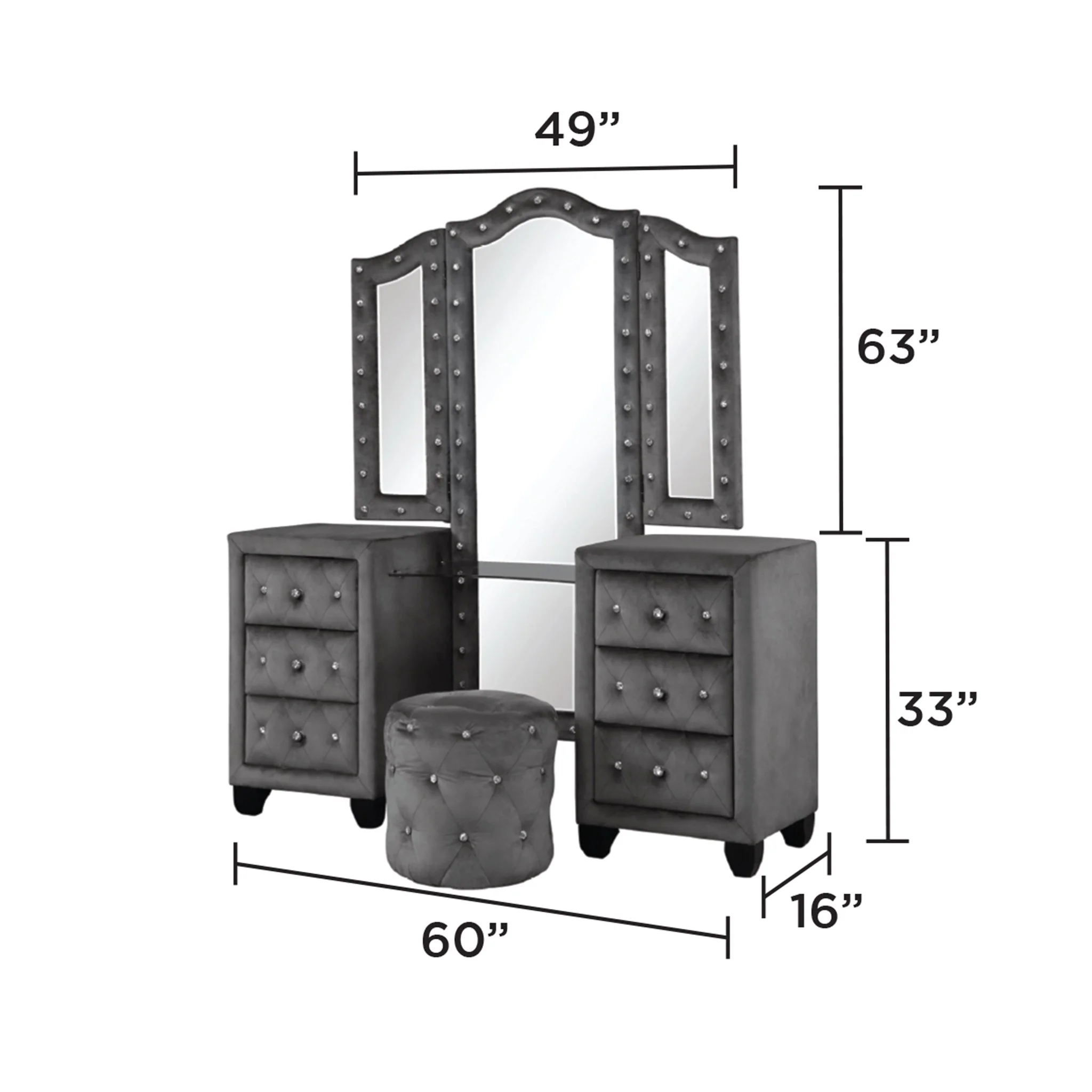 Sophia Vanity Set Gray - Image 6
