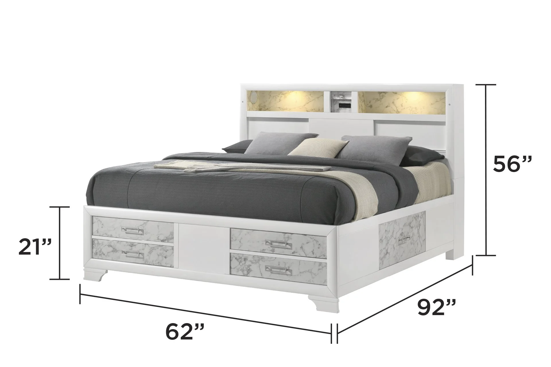 Soul Queen 4PC Bedroom Set White - Image 3