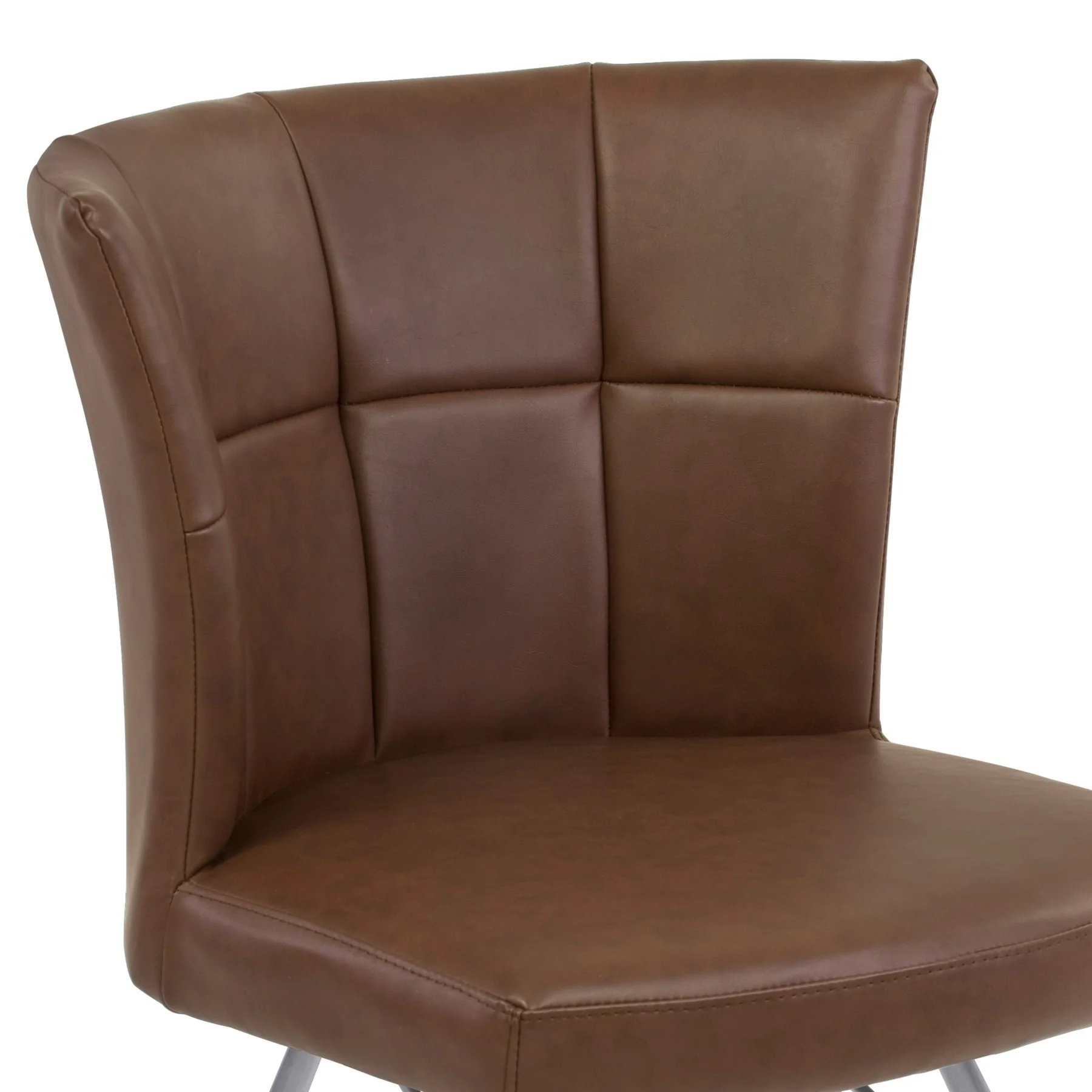 Spago Contemporary Dining Chair in Vintage Coffee Faux Leather with Brushed Stainless Steel Finish - Set of 2 - Image 4