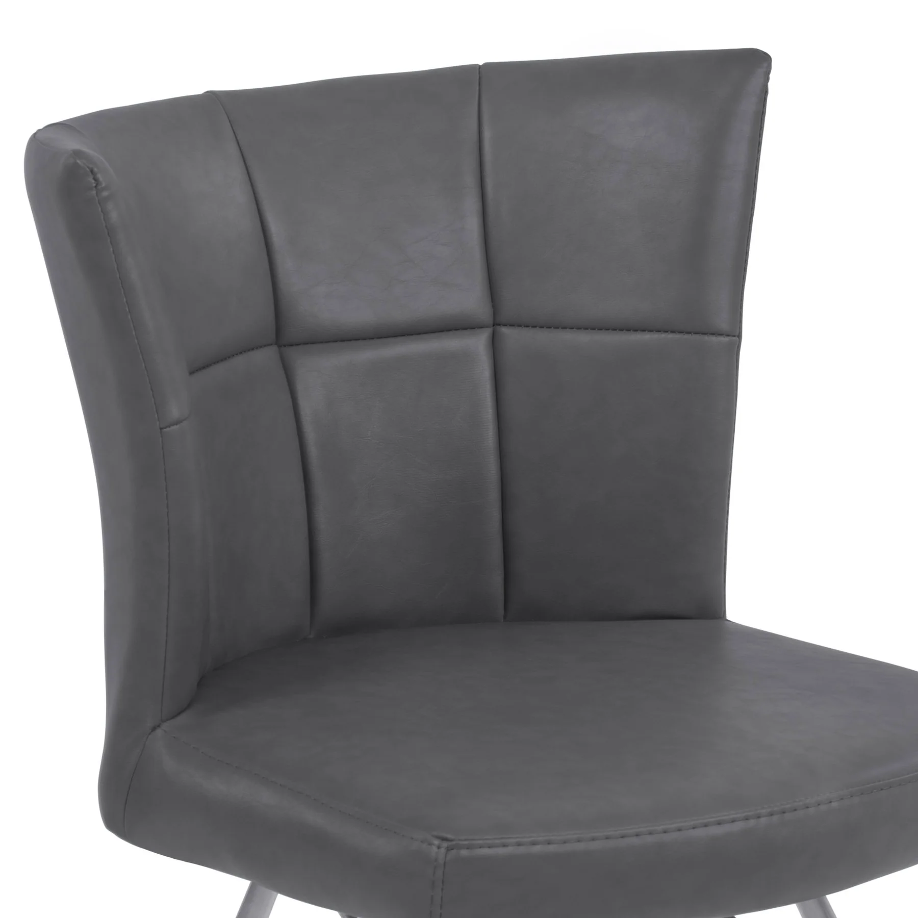 Spago Contemporary Dining Chair in Vintage Gray Faux Leather with Brushed Stainless Steel Finish - Set of 2 - Image 4