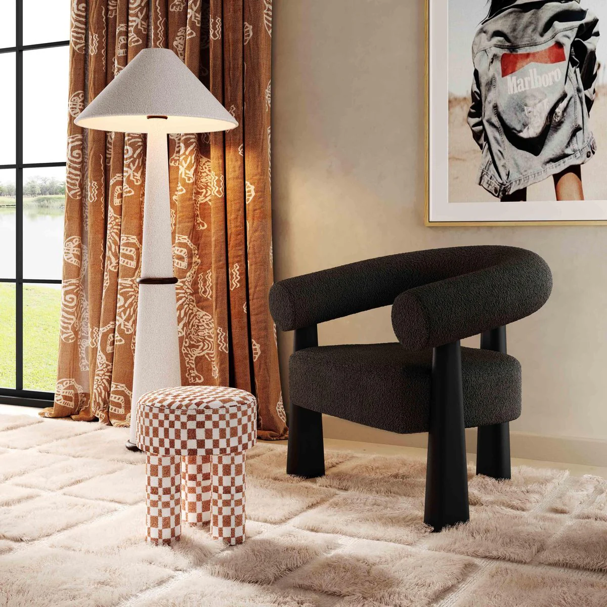 Spara Black Performance Boucle Accent Chair - Image 2