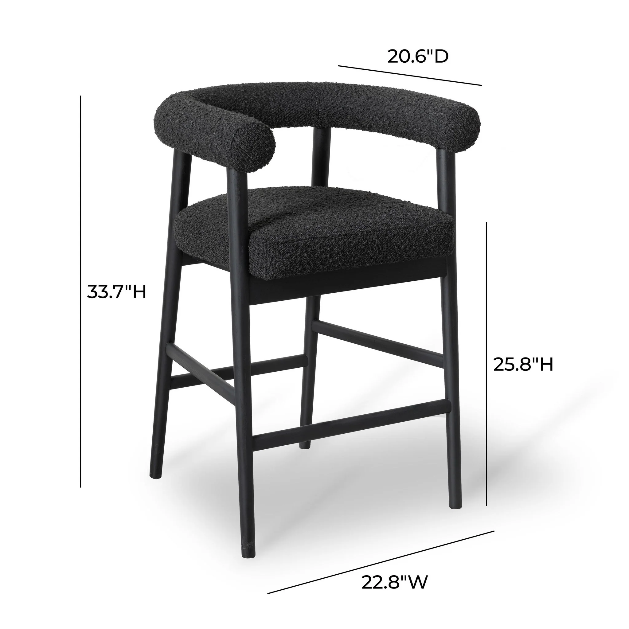 Spara Black Performance Boucle Counter Stool - Image 6
