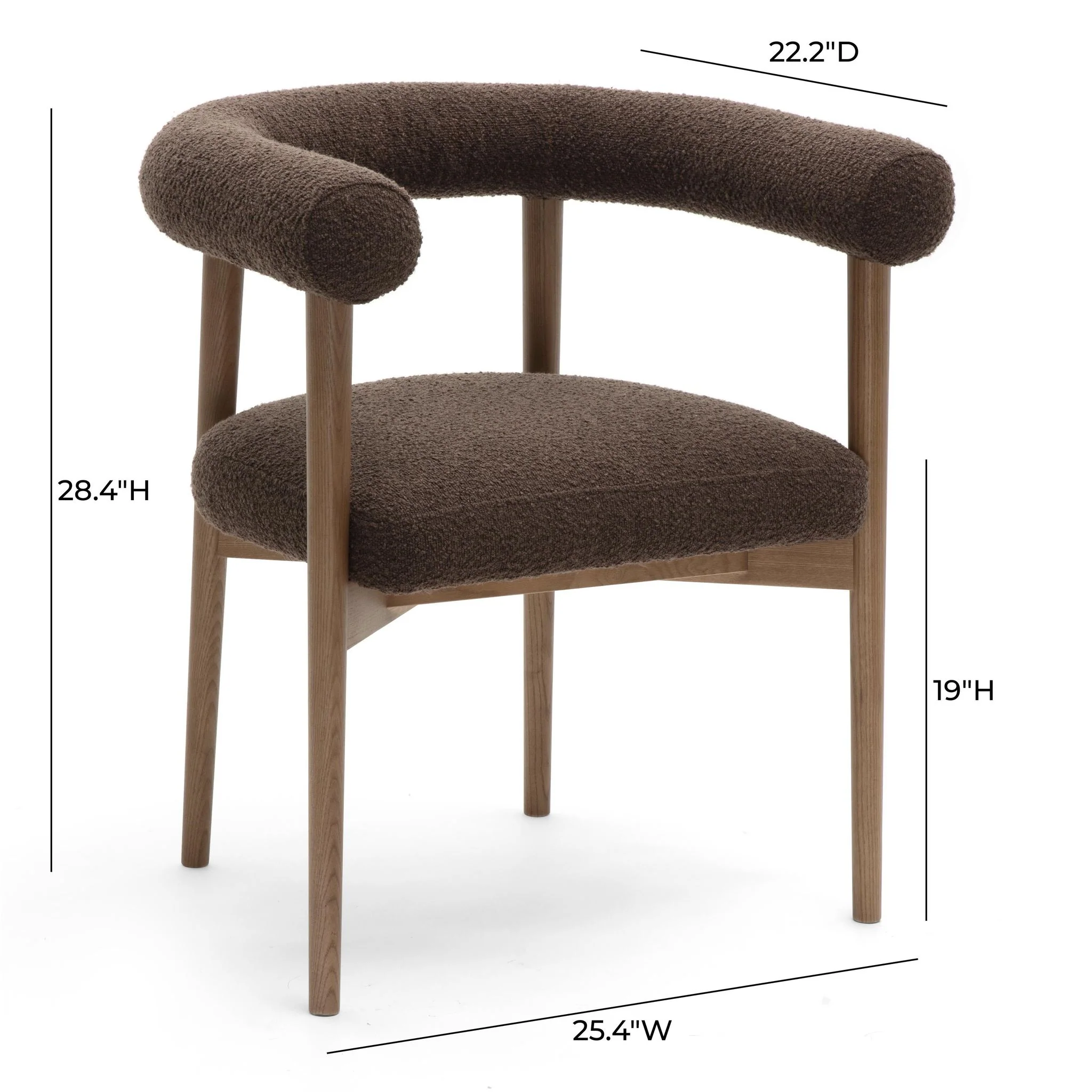 Spara Chocolate Brown Performance Boucle Dining Chair - Image 6