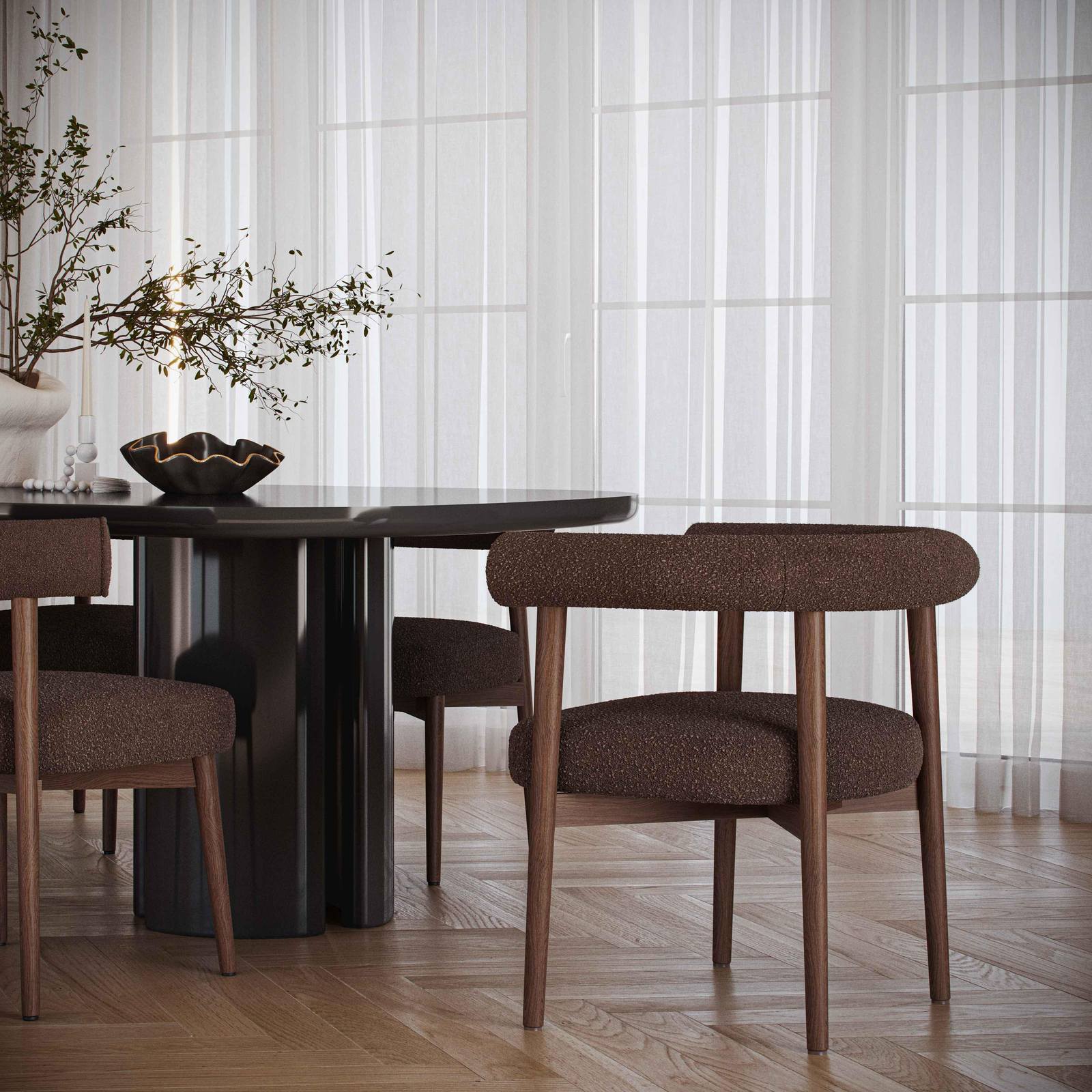 Spara Chocolate Brown Performance Boucle Side Chair - Image 2