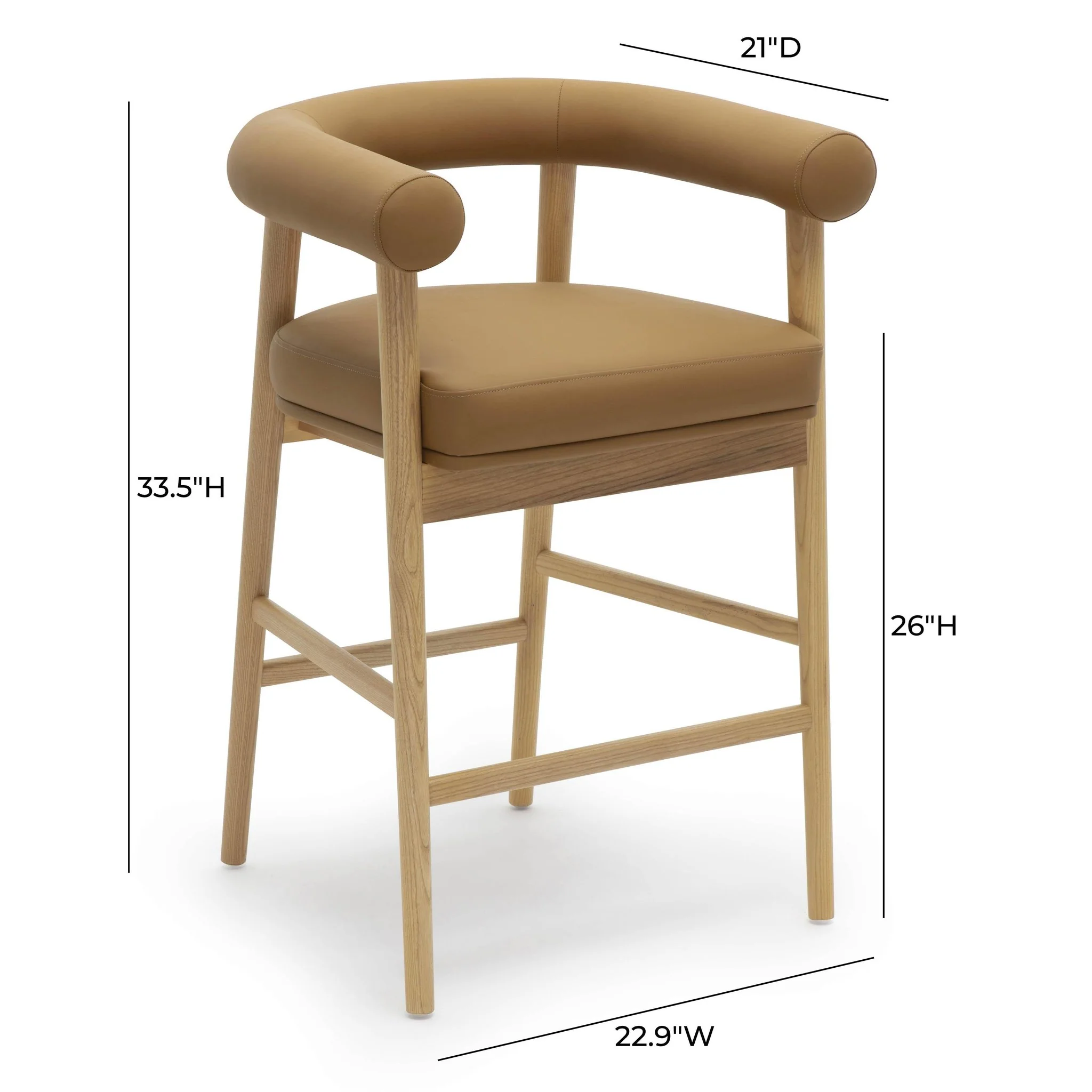 Spara Cognac Vegan Leather Counter Stool - Image 6
