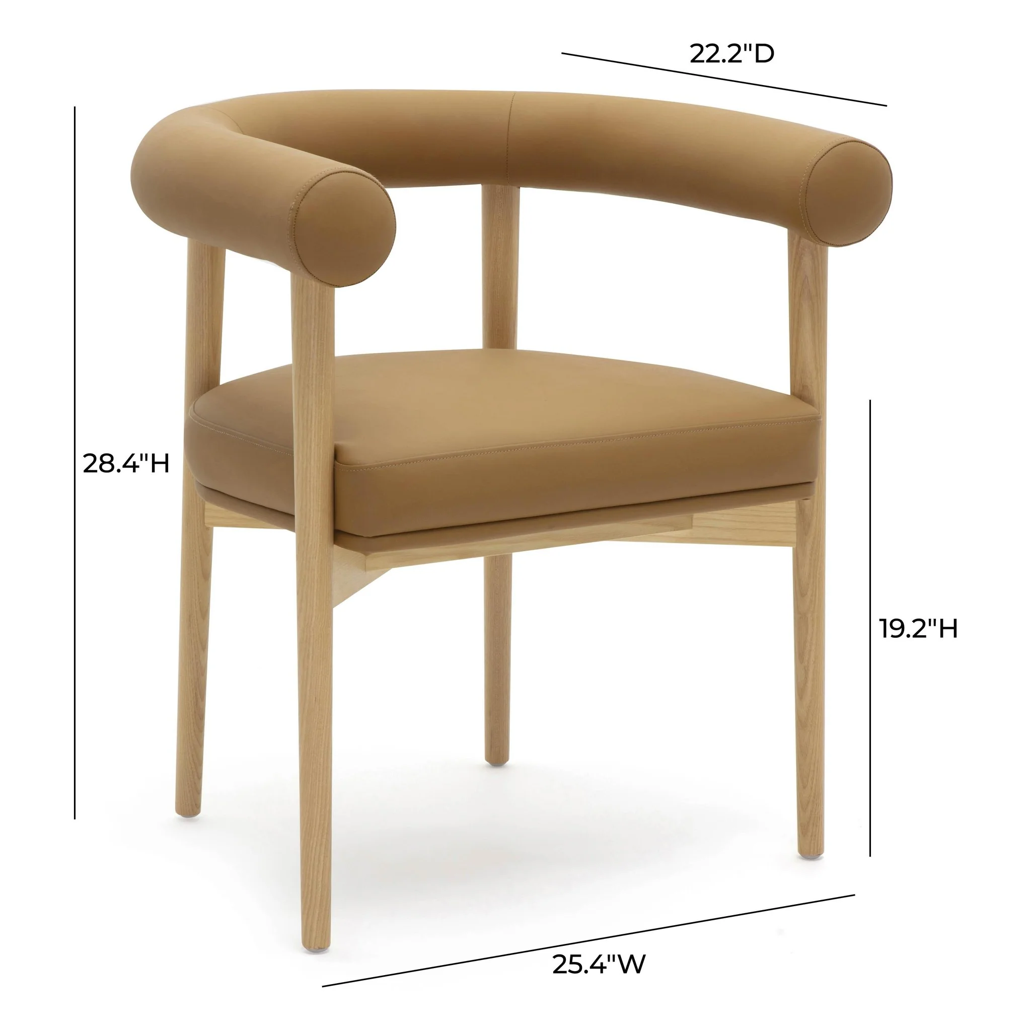 Spara Cognac Vegan Leather Dining Chair - Image 6