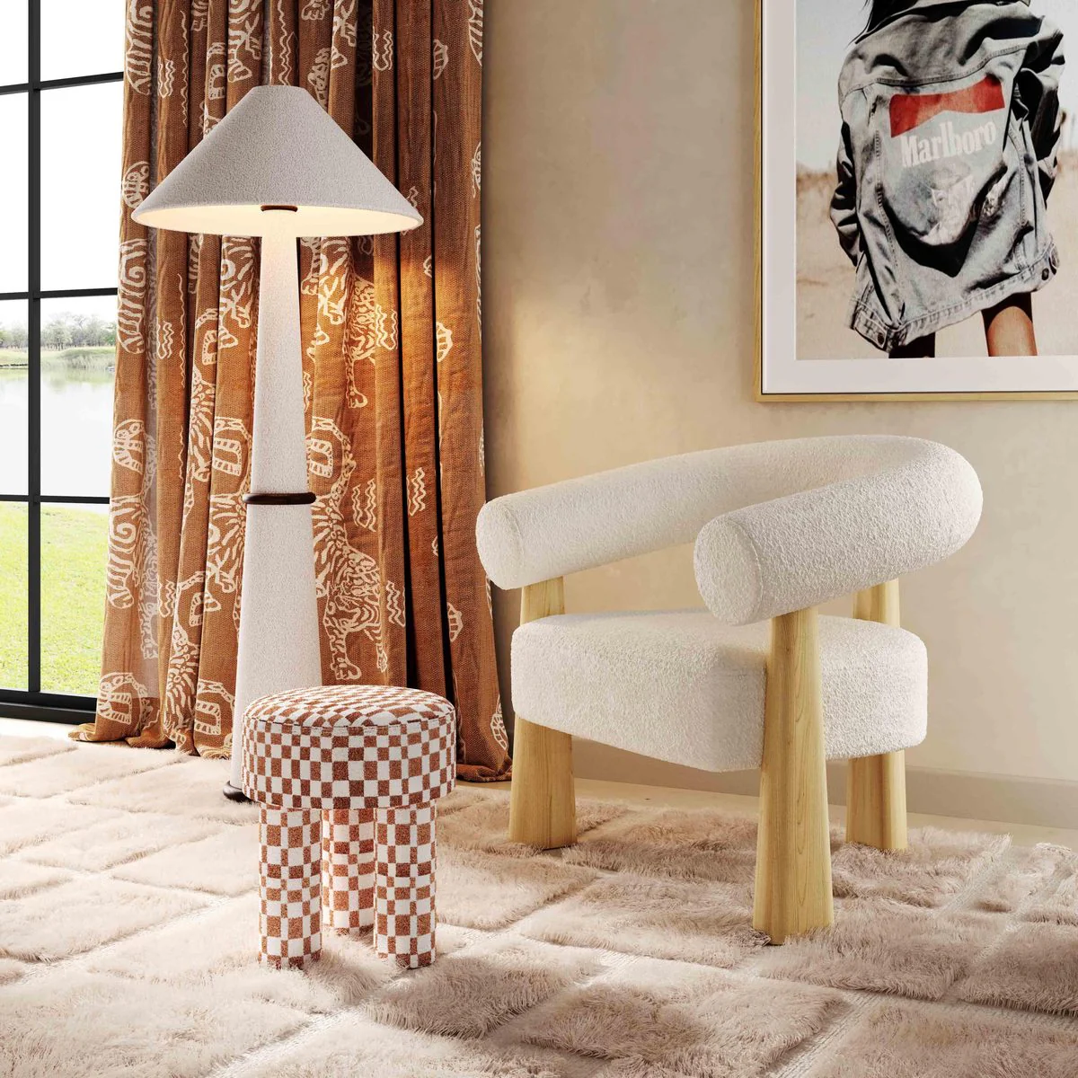 Spara Cream Performance Boucle Accent Chair - Image 2