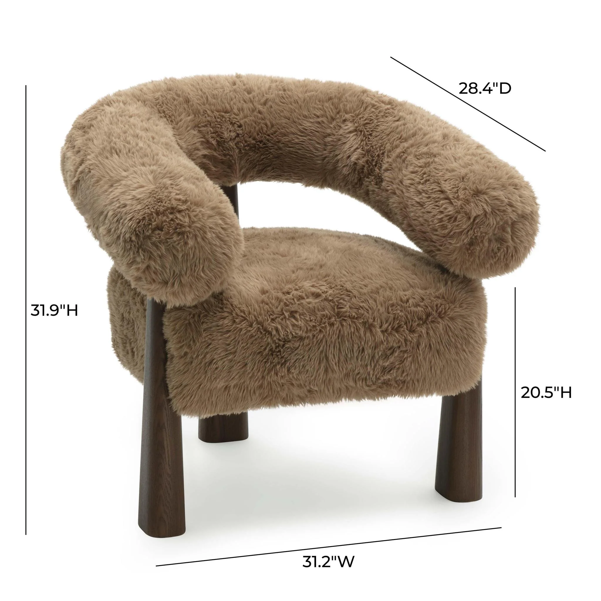 Spara Taupe Straight Vegan Shearling Accent Chair - Image 7