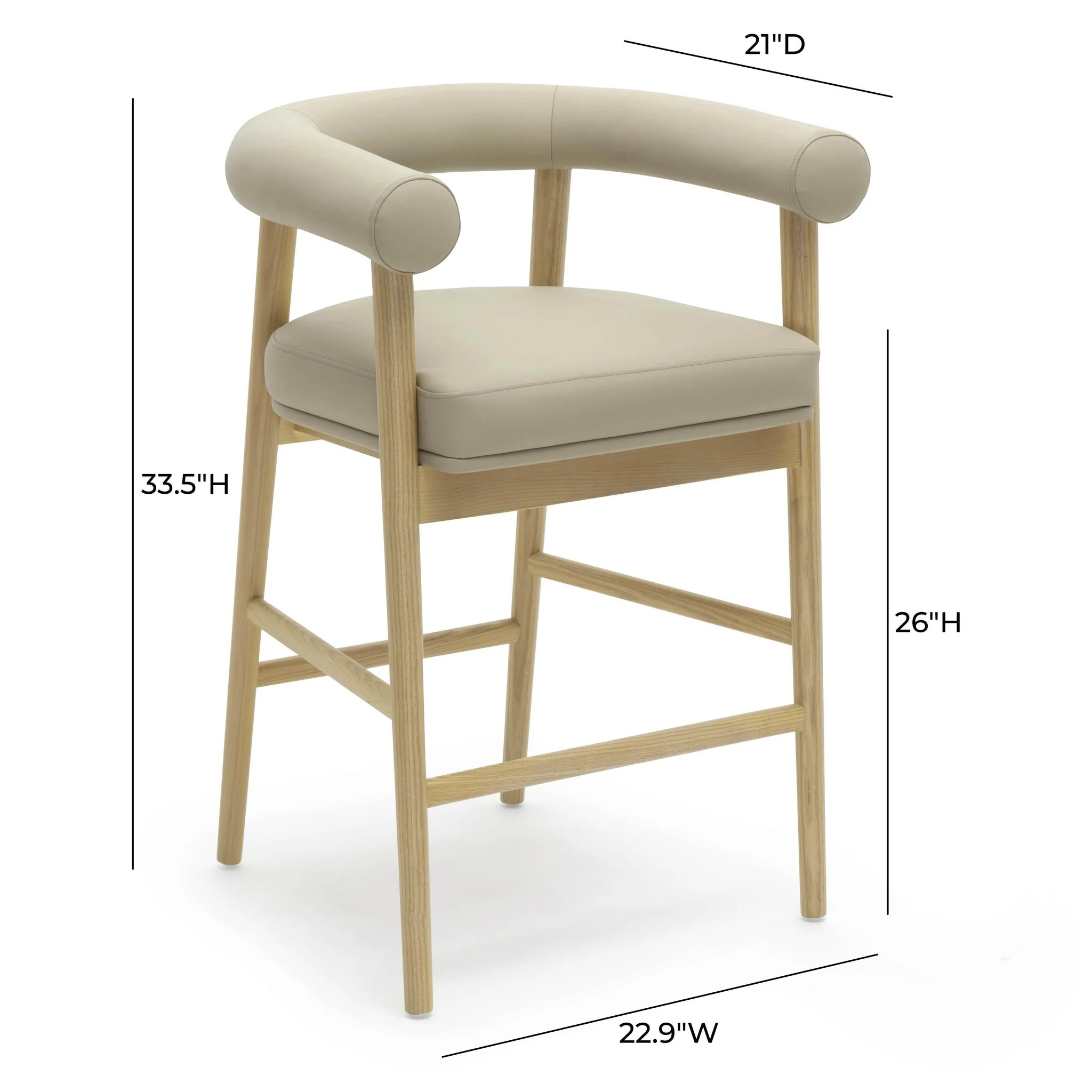 Spara Taupe Vegan Leather Counter Stool - Image 6