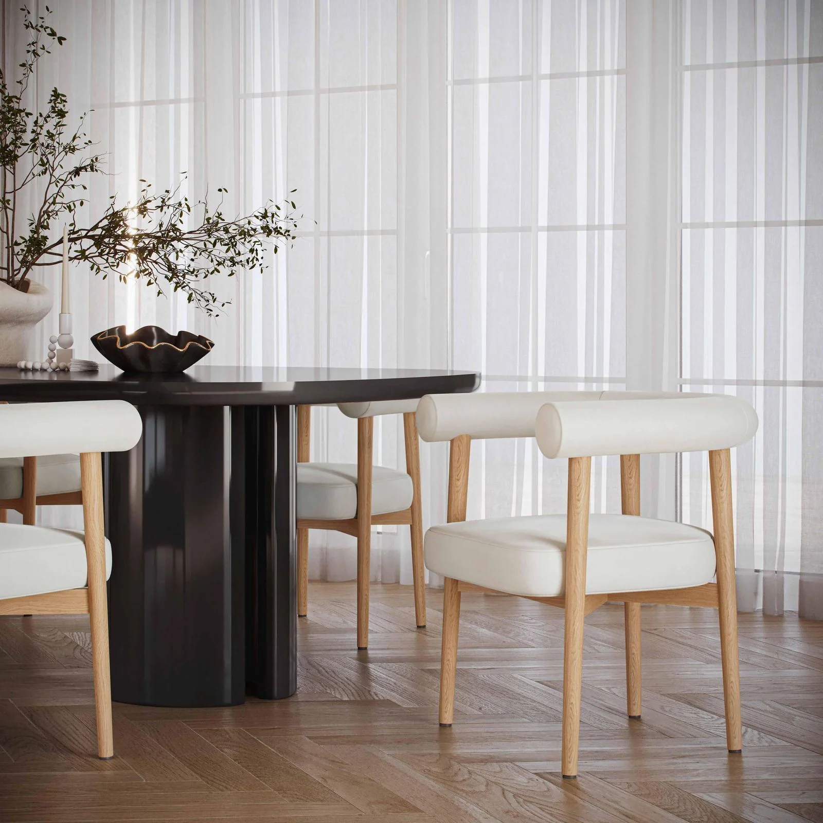 Spara White Vegan Leather Dining Chair - Image 2