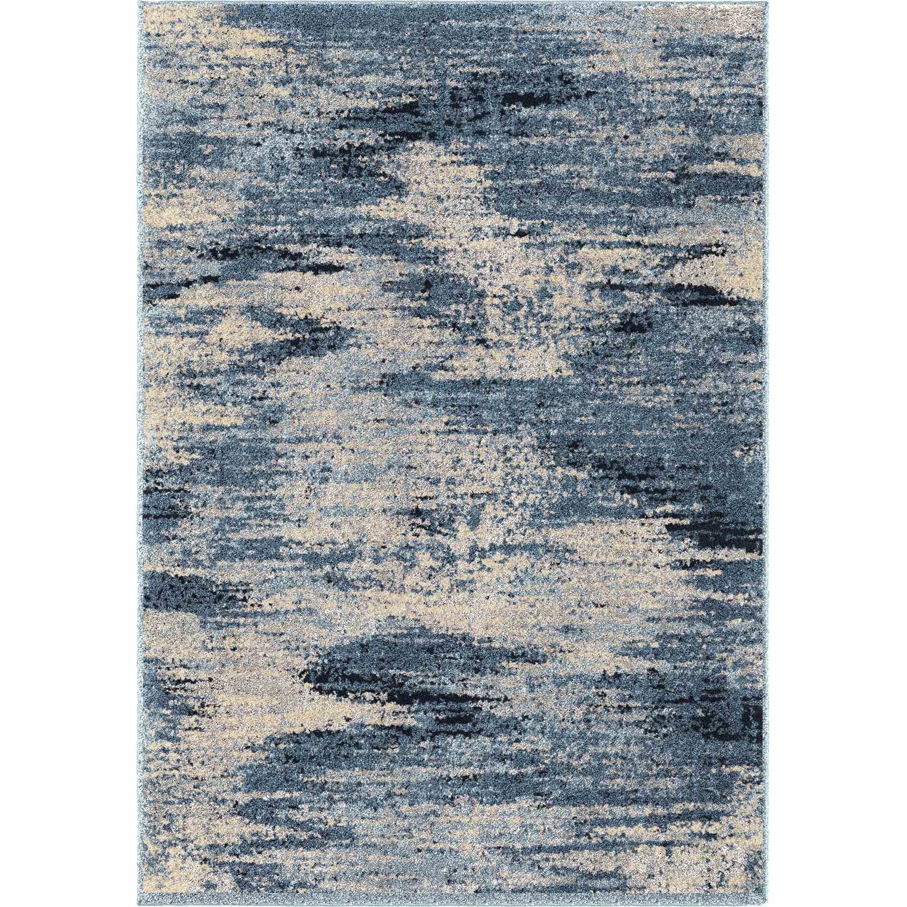 Spartan Contemporary 5x8 Area Rug in Cream/Blue - Image 5