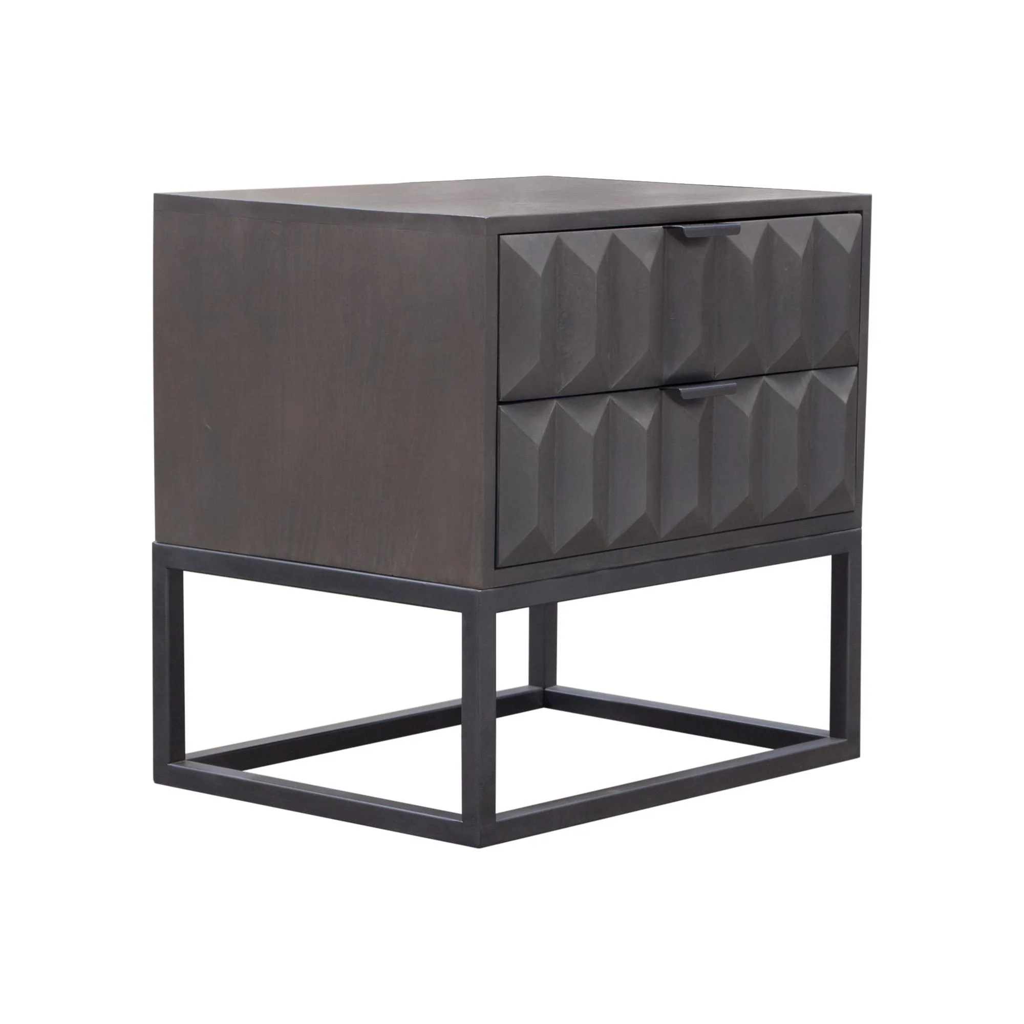 Spectrum 2-Drawer Solid Mango Wood Accent Table in Smoke Grey Finish w/ Gun Metal Finished Legs by Diamond Sofa - Image 4