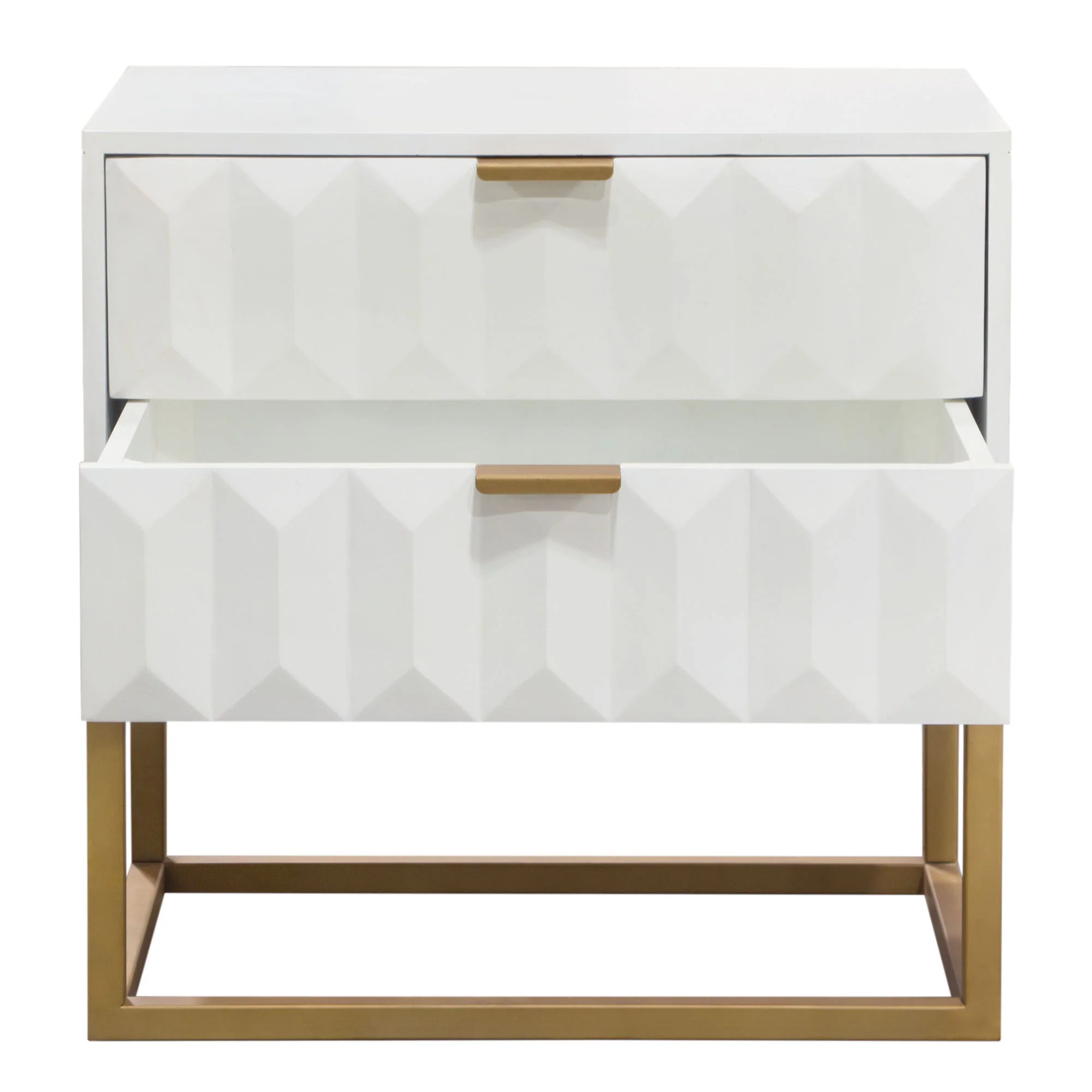 Spectrum 2-Drawer Solid Mango Wood Accent Table in White Finish w/ Gold Finished Iron Legs by Diamond Sofa - Image 11