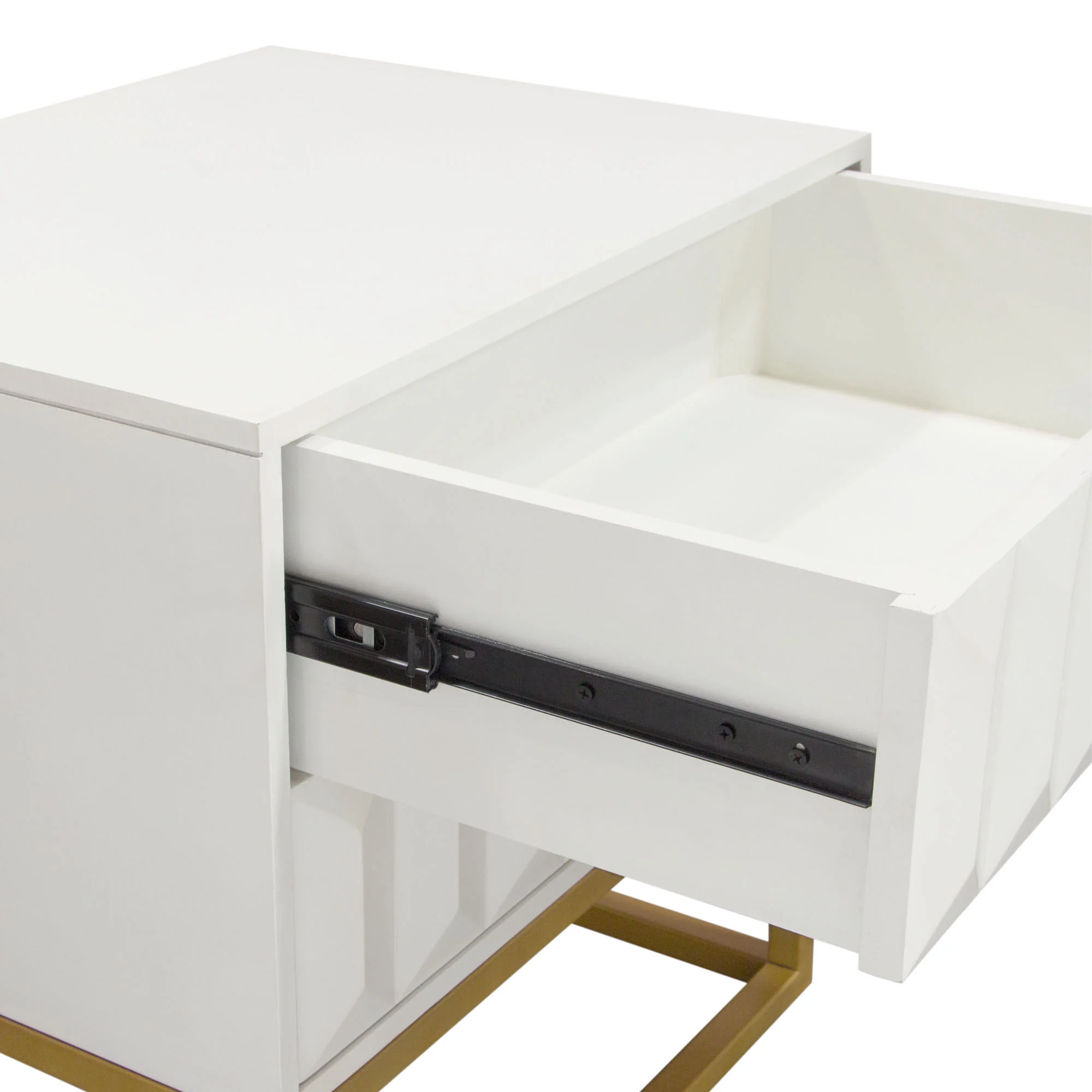 Spectrum 2-Drawer Solid Mango Wood Accent Table in White Finish w/ Gold Finished Iron Legs by Diamond Sofa - Image 12