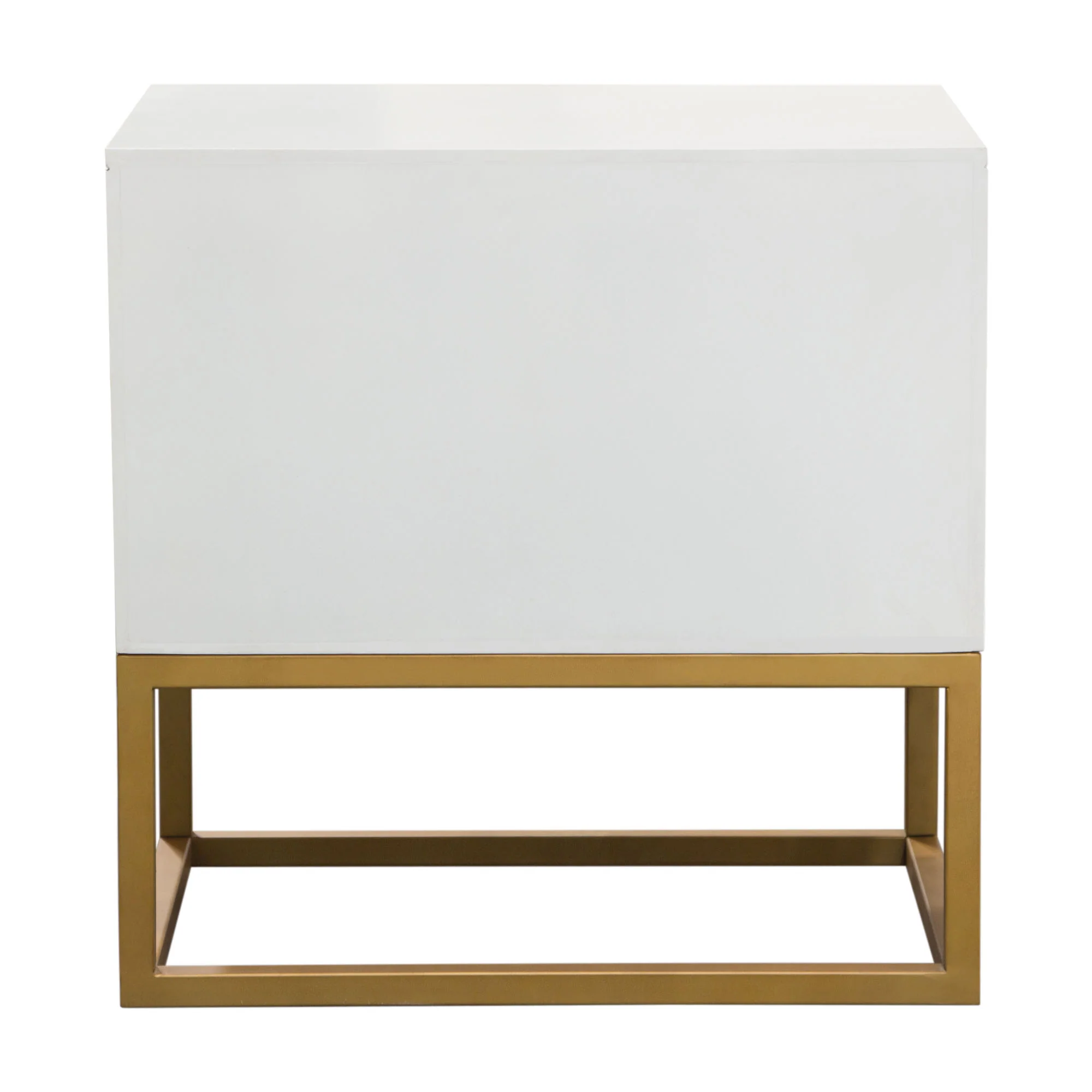 Spectrum 2-Drawer Solid Mango Wood Accent Table in White Finish w/ Gold Finished Iron Legs by Diamond Sofa - Image 2