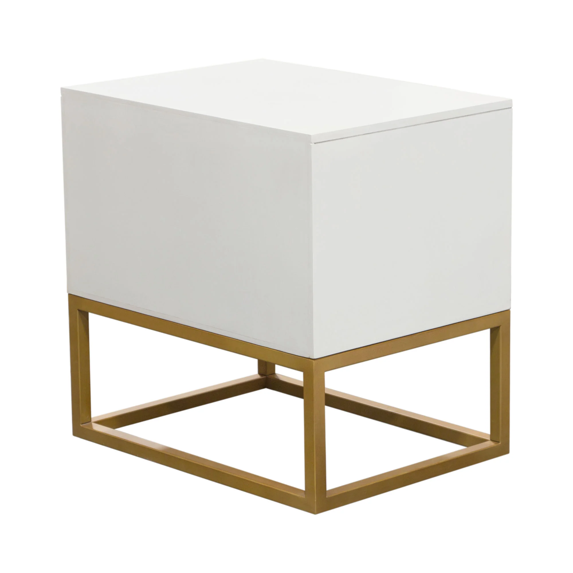 Spectrum 2-Drawer Solid Mango Wood Accent Table in White Finish w/ Gold Finished Iron Legs by Diamond Sofa - Image 4
