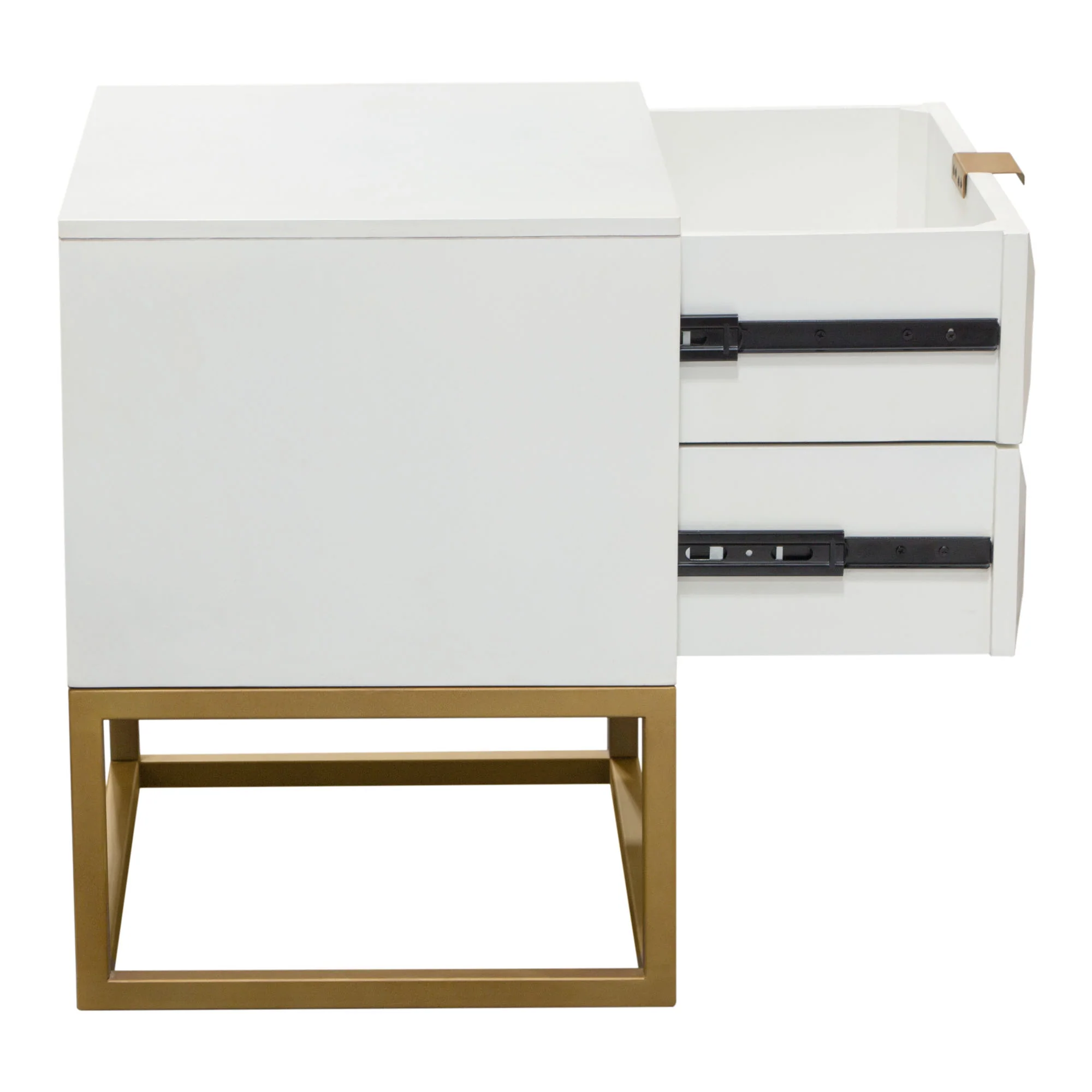 Spectrum 2-Drawer Solid Mango Wood Accent Table in White Finish w/ Gold Finished Iron Legs by Diamond Sofa - Image 5