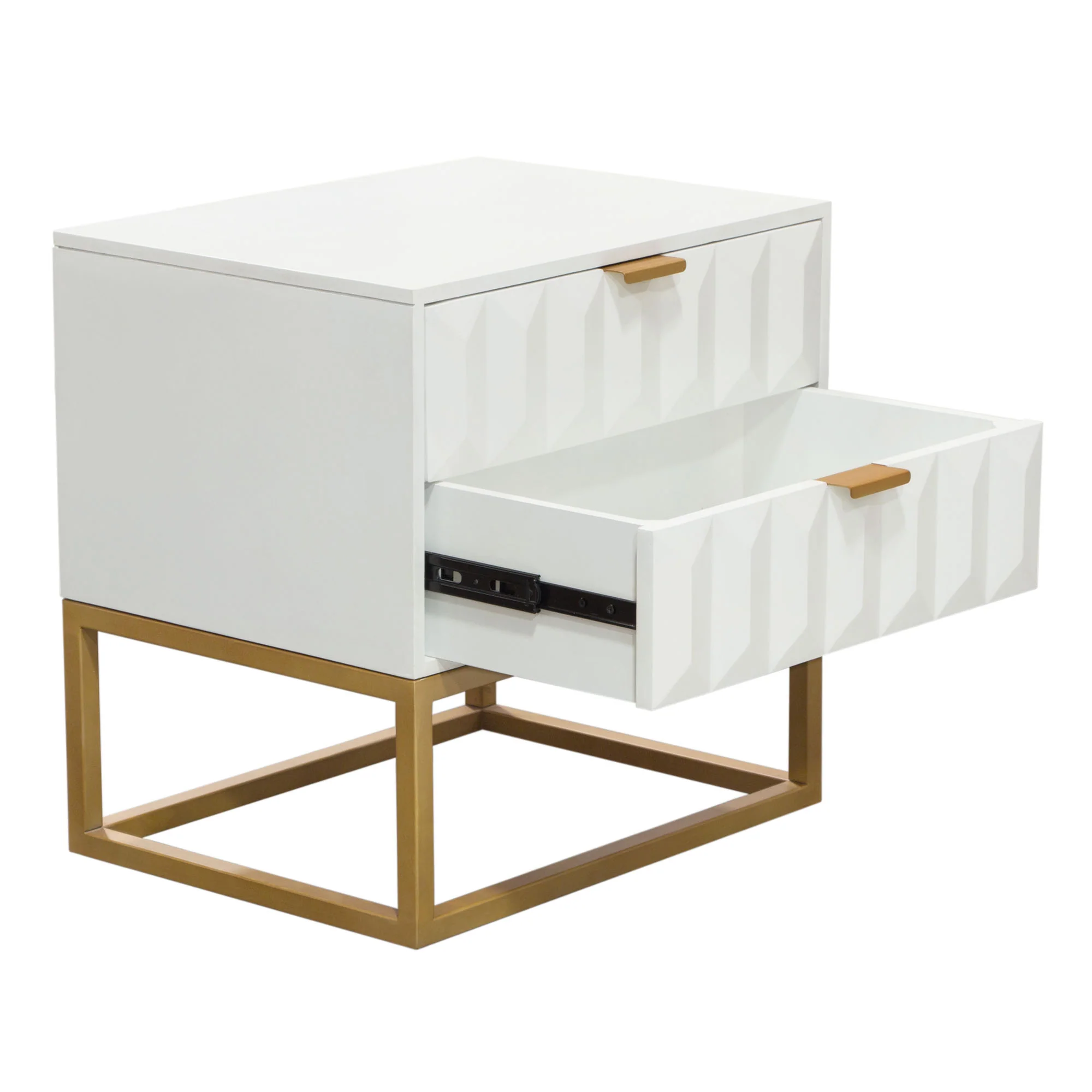 Spectrum 2-Drawer Solid Mango Wood Accent Table in White Finish w/ Gold Finished Iron Legs by Diamond Sofa - Image 8