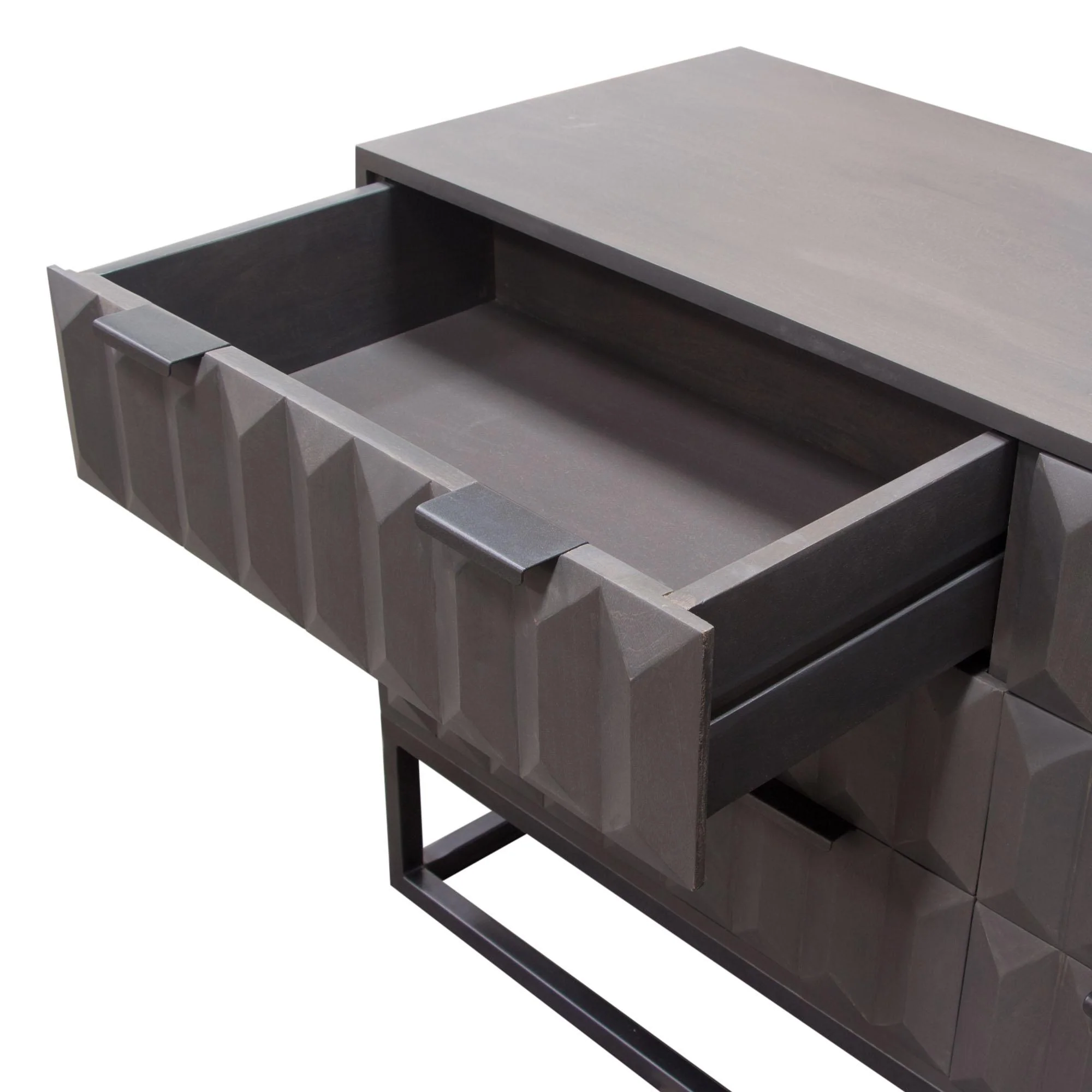 Spectrum 6-Drawer Solid Mango Wood Dresser in Smoke Grey Finish w/ Gun Metal Finished Legs by Diamond Sofa - Image 5
