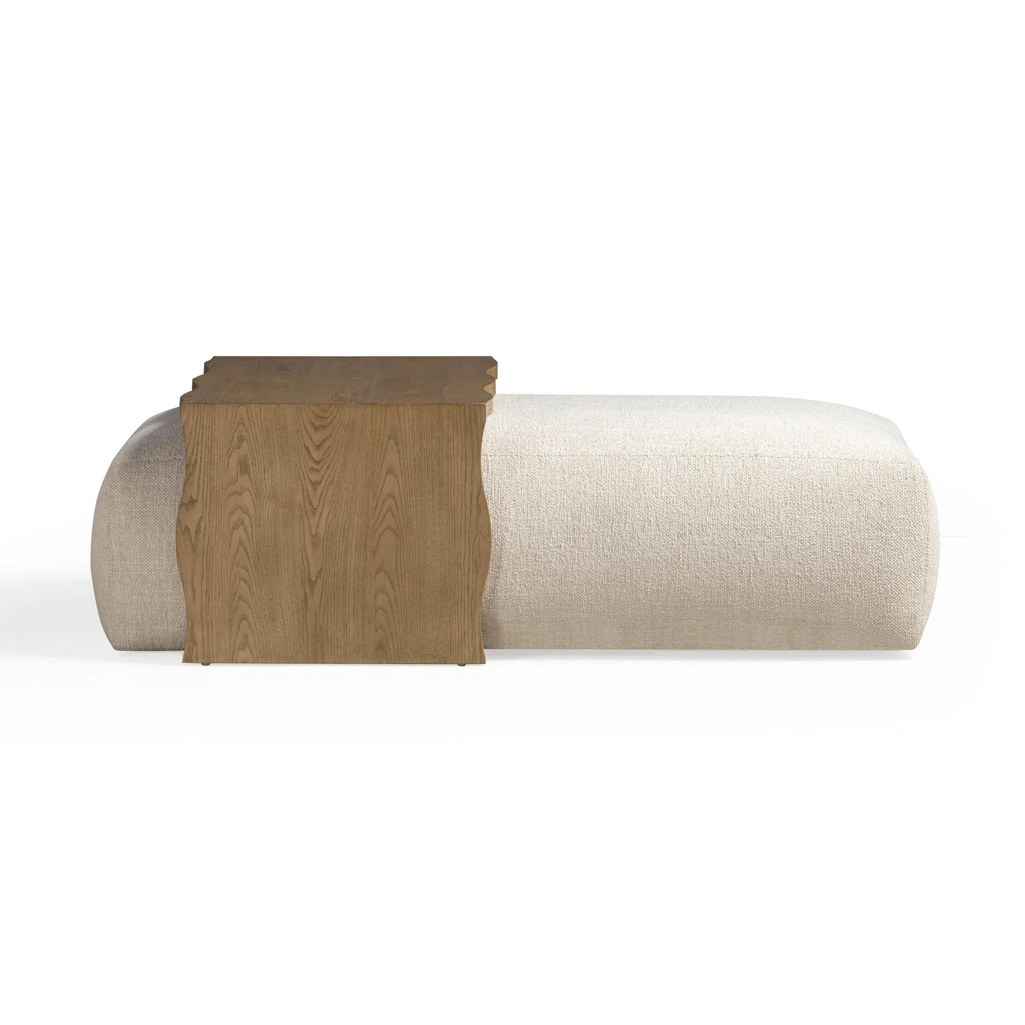 Spencer Cream Performance Basketweave Ottoman with Bridge Table - Image 3