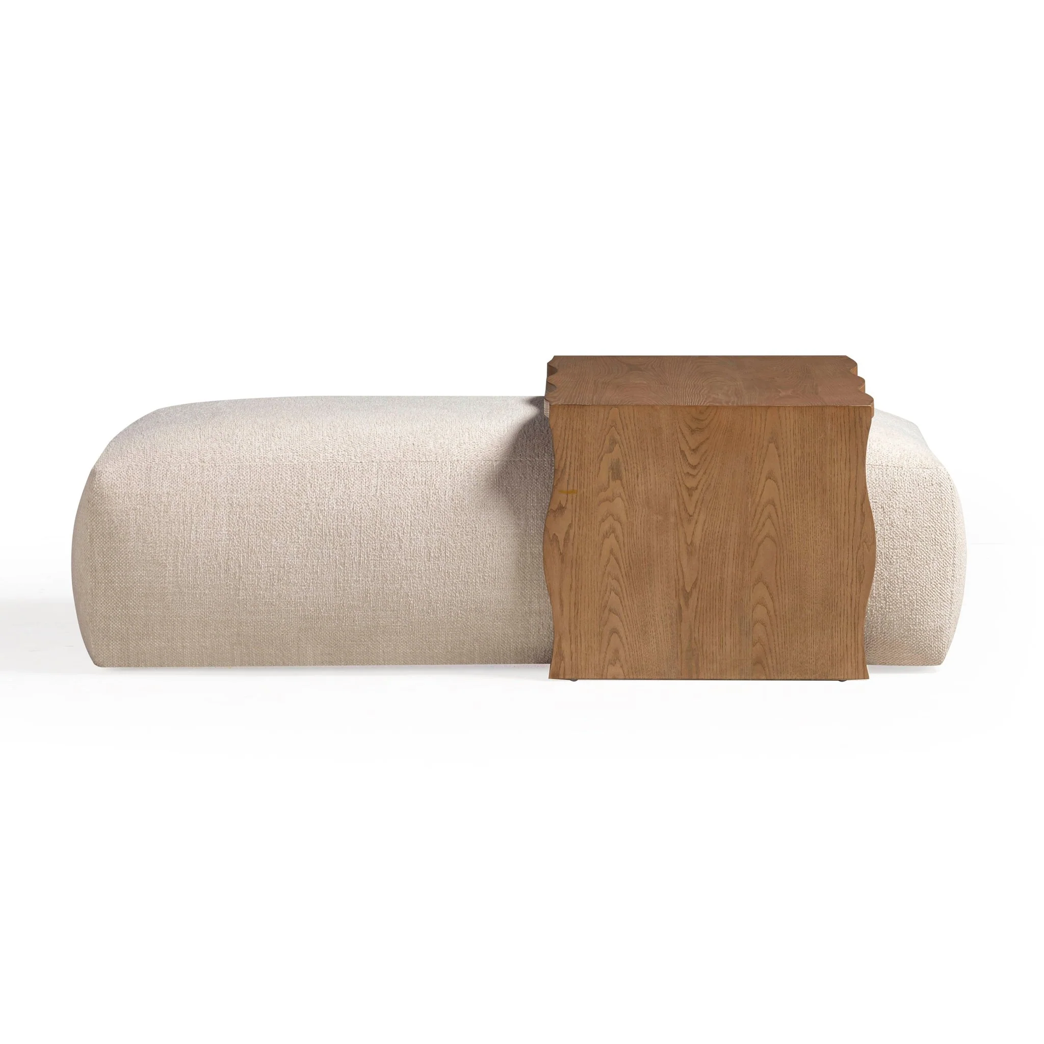 Spencer Cream Performance Basketweave Ottoman with Bridge Table - Image 4