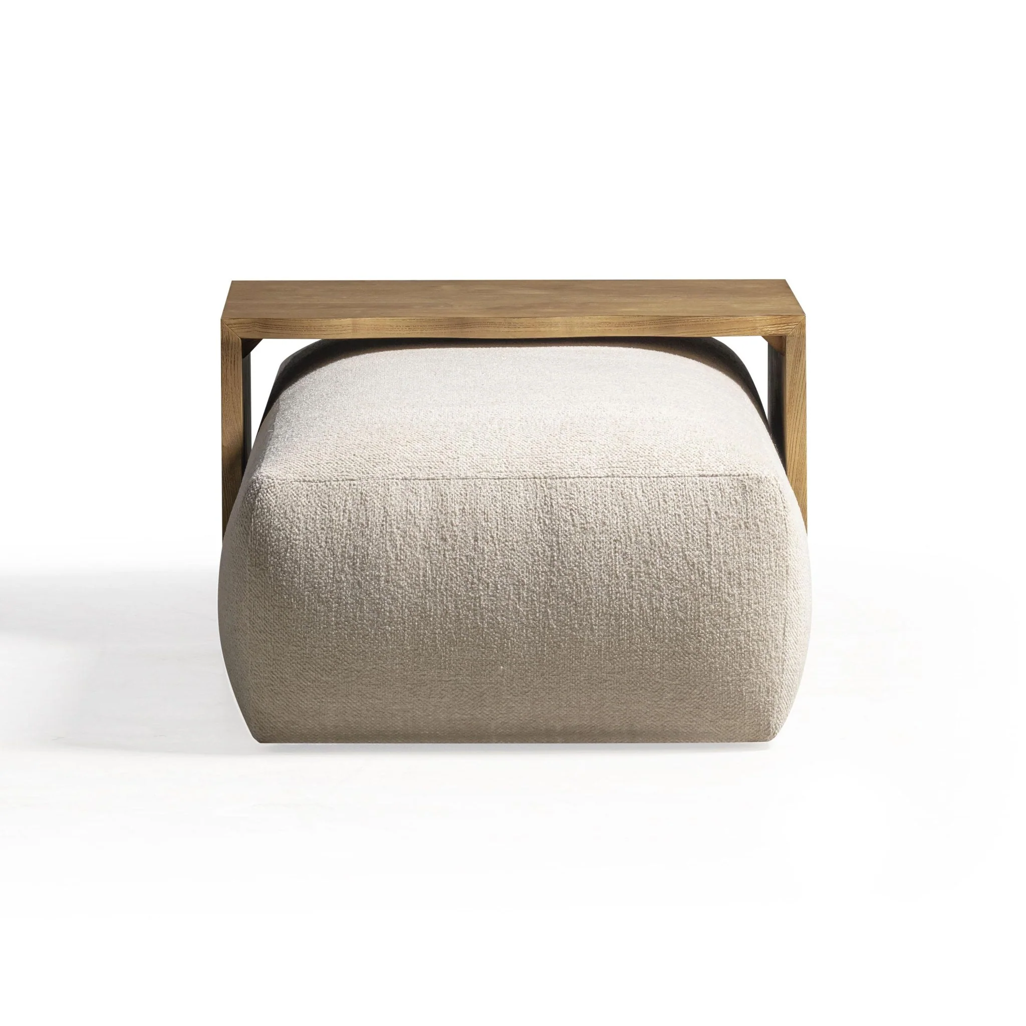 Spencer Cream Performance Basketweave Ottoman with Bridge Table - Image 5