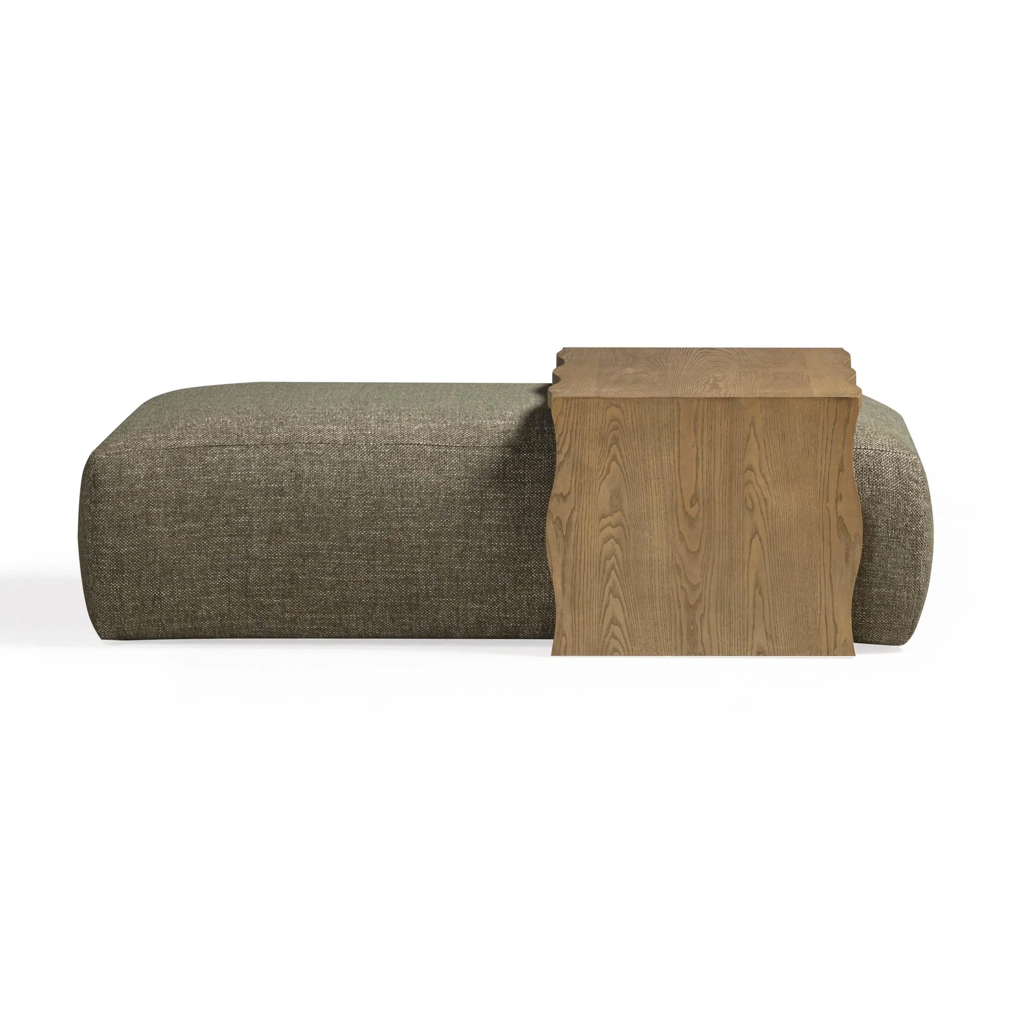 Spencer Olive Green Performance Basketweave Ottoman with Bridge Table - Image 4