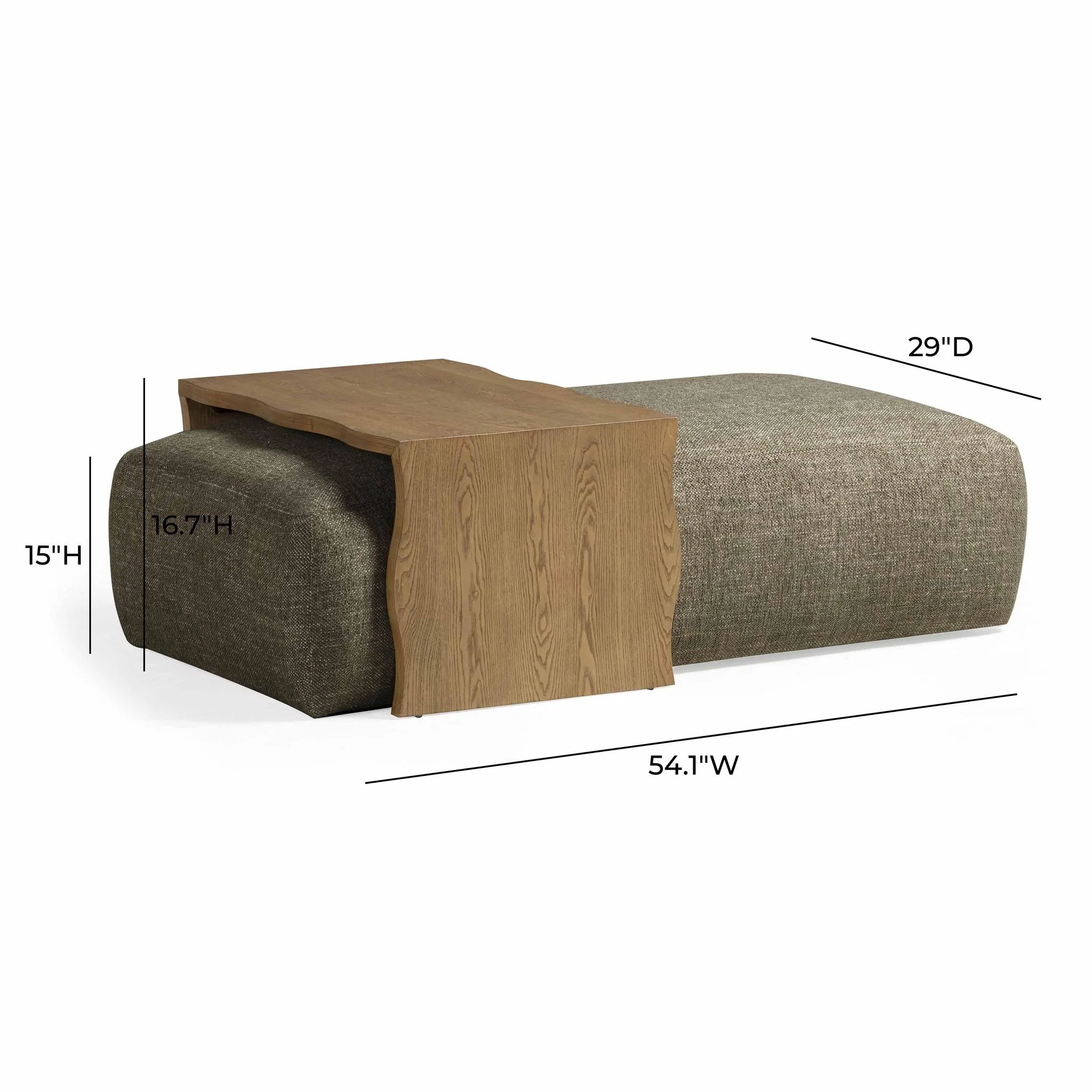 Spencer Olive Green Performance Basketweave Ottoman with Bridge Table - Image 9