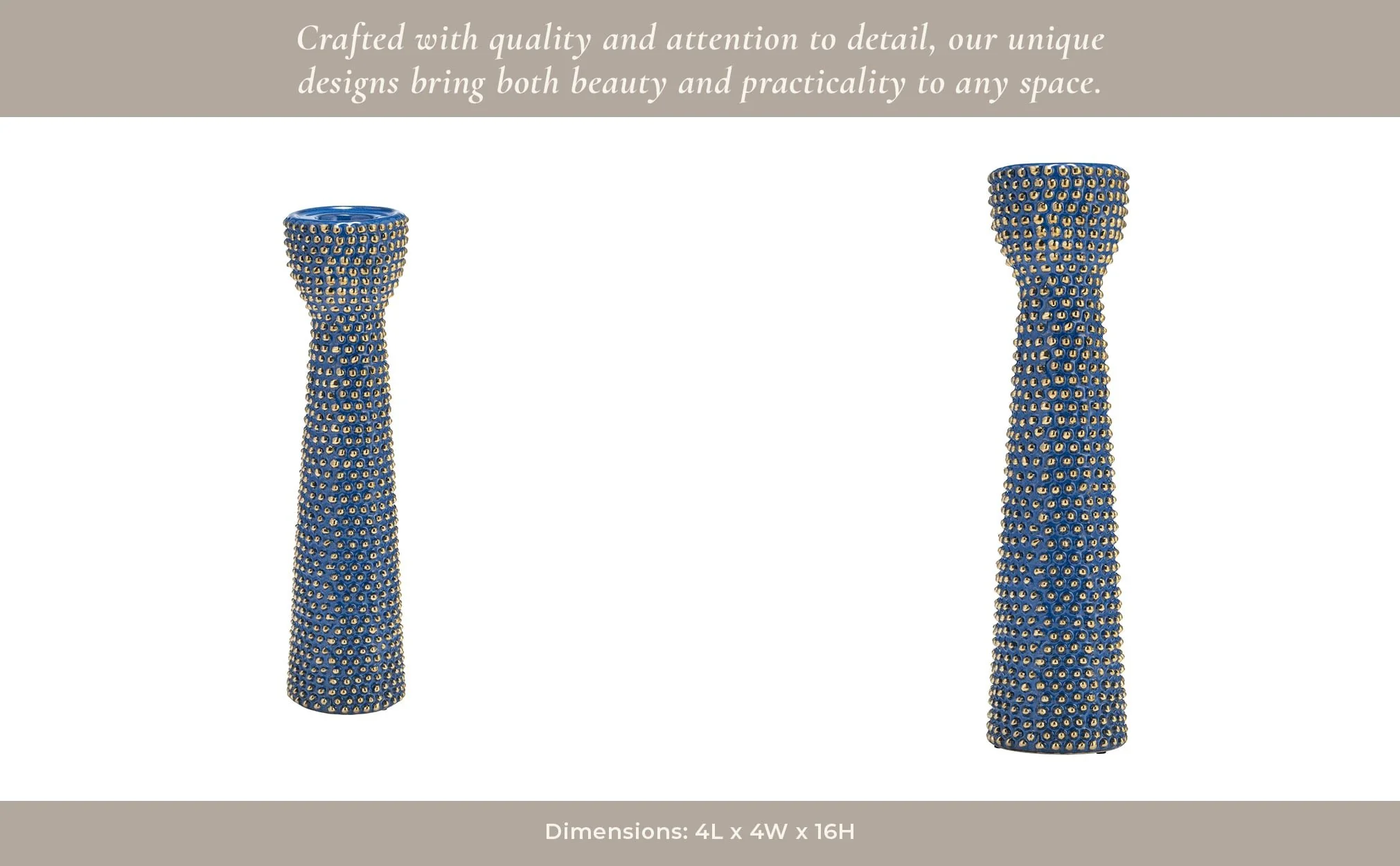 Spiked Navy/gold Ceramic Candle Holder 16 - Image 13