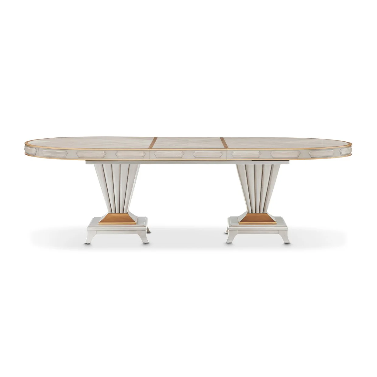 St. Charles Double Pedestal Dining Table -  Dove Gray - Image 3